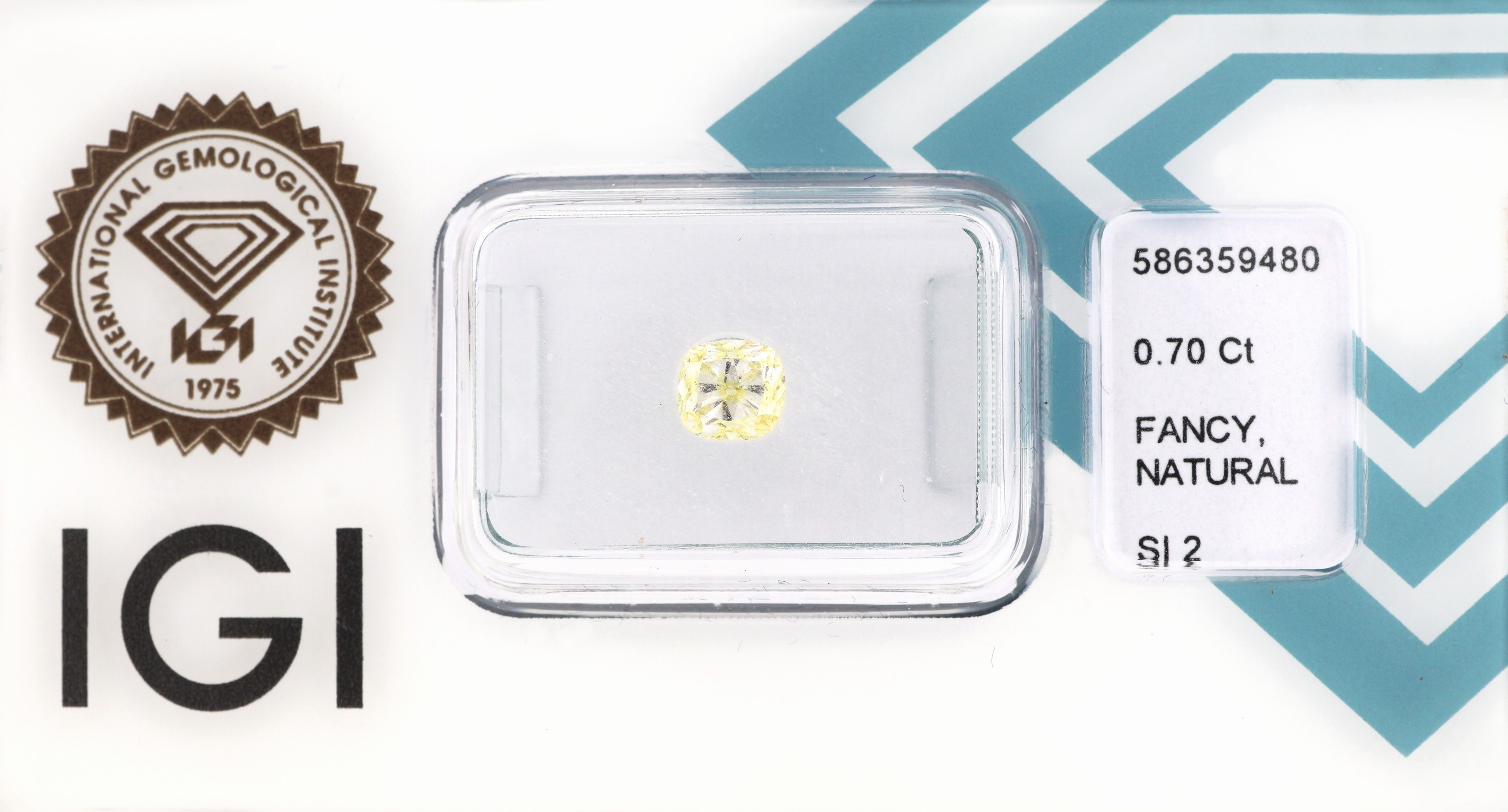 Image 27003549 - Loser Diamant 0.70 ct Natural fancy yellow/si2, Cushion modified, verschweißt, Polish ...