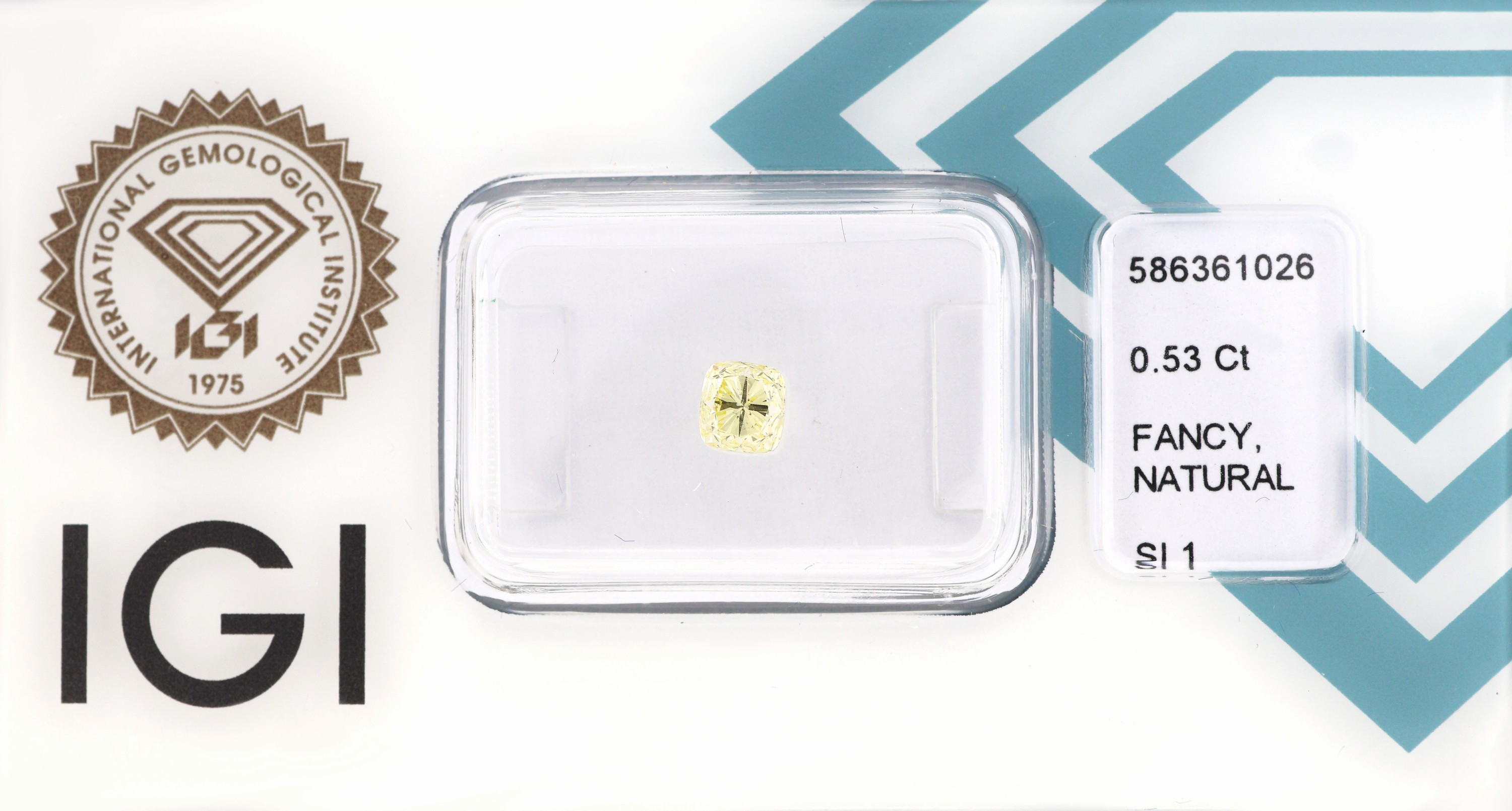 Image 27003566 - Loser Diamant 0.53 ct natural fancy light yellow/si 1, cushion cut, verschweißt, Polish ...