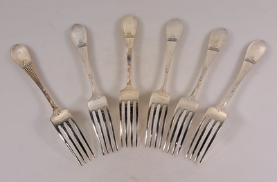 27003533d - Silberbesteck, Wilkens & Söhne, Modell Straßburger Empire, 800er Silber, 6 Gabeln, 6 ...