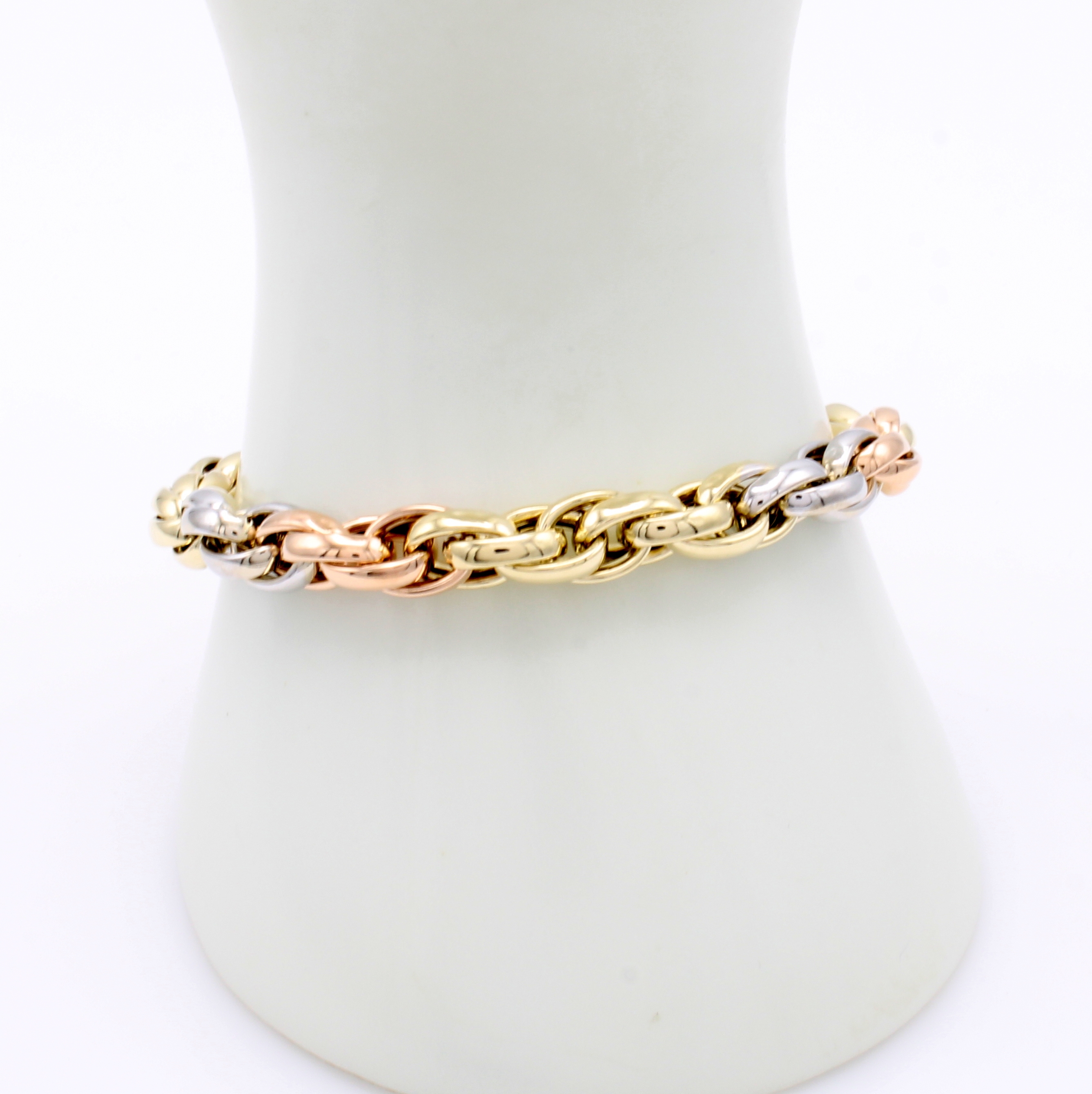 Image 27003742 - Kordelarmband im modernen Design, GG/RG/WG 585/000, Karabinerschließe, L. ca. 19.5 cm