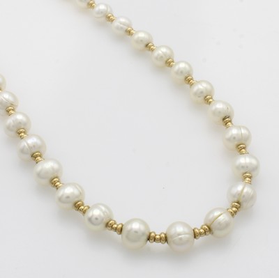 Image Süßwasserzuchtperlencollier, Karabinerschl. u. Zwischenteile GG 750/000, ...