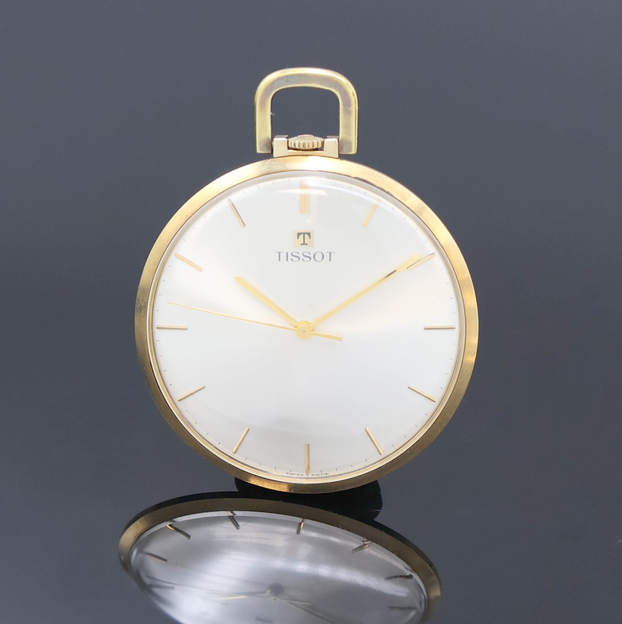 Image 27003918 - TISSOT Frackuhr in GG 585/000, Handaufzug, Schweiz um 1975, 3-teil. Geh., Boden und ...