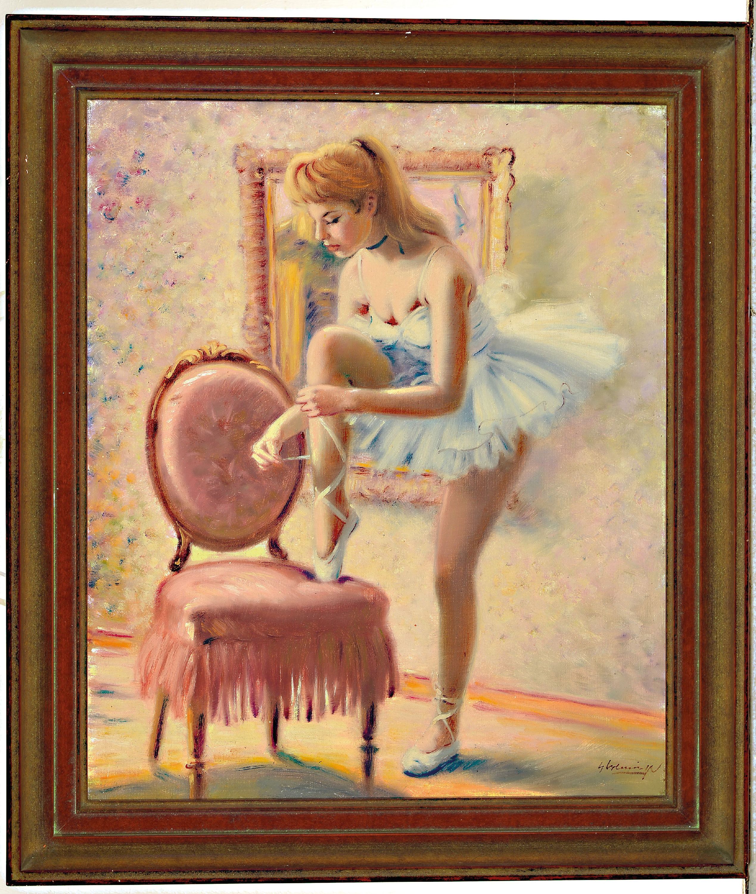 Detail k: Helmut Breuninger, geb. 1921 Frankfurt/Main, Ballerina, Öl/Lwd, signiert, ca. 60 x 50 cm, Rahmen