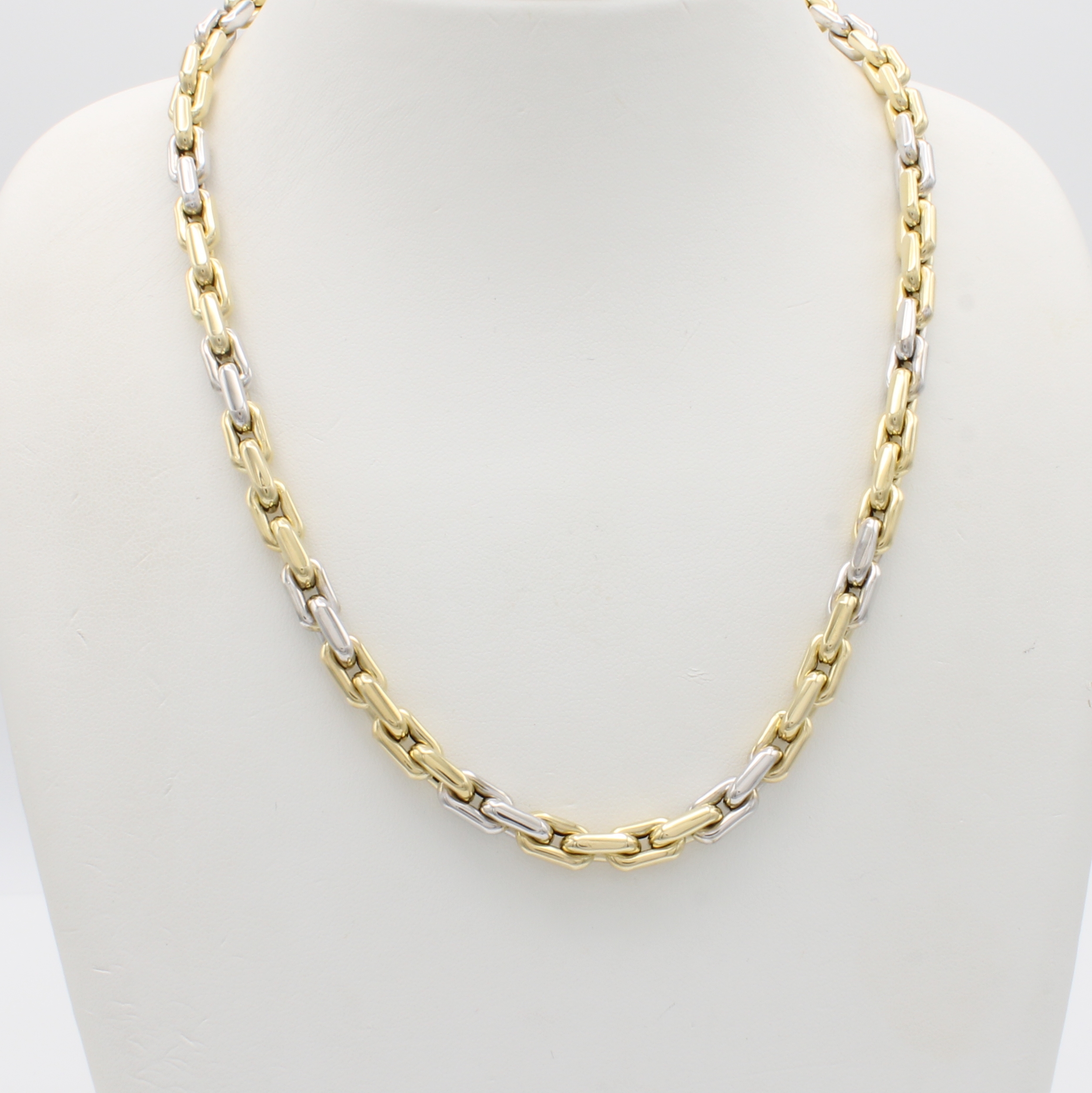 Image 27004053 - Collier im Phantasiemuster, GG/WG 585/000, ovale Glieder, Karabinerschl., L. ca. 45 cm