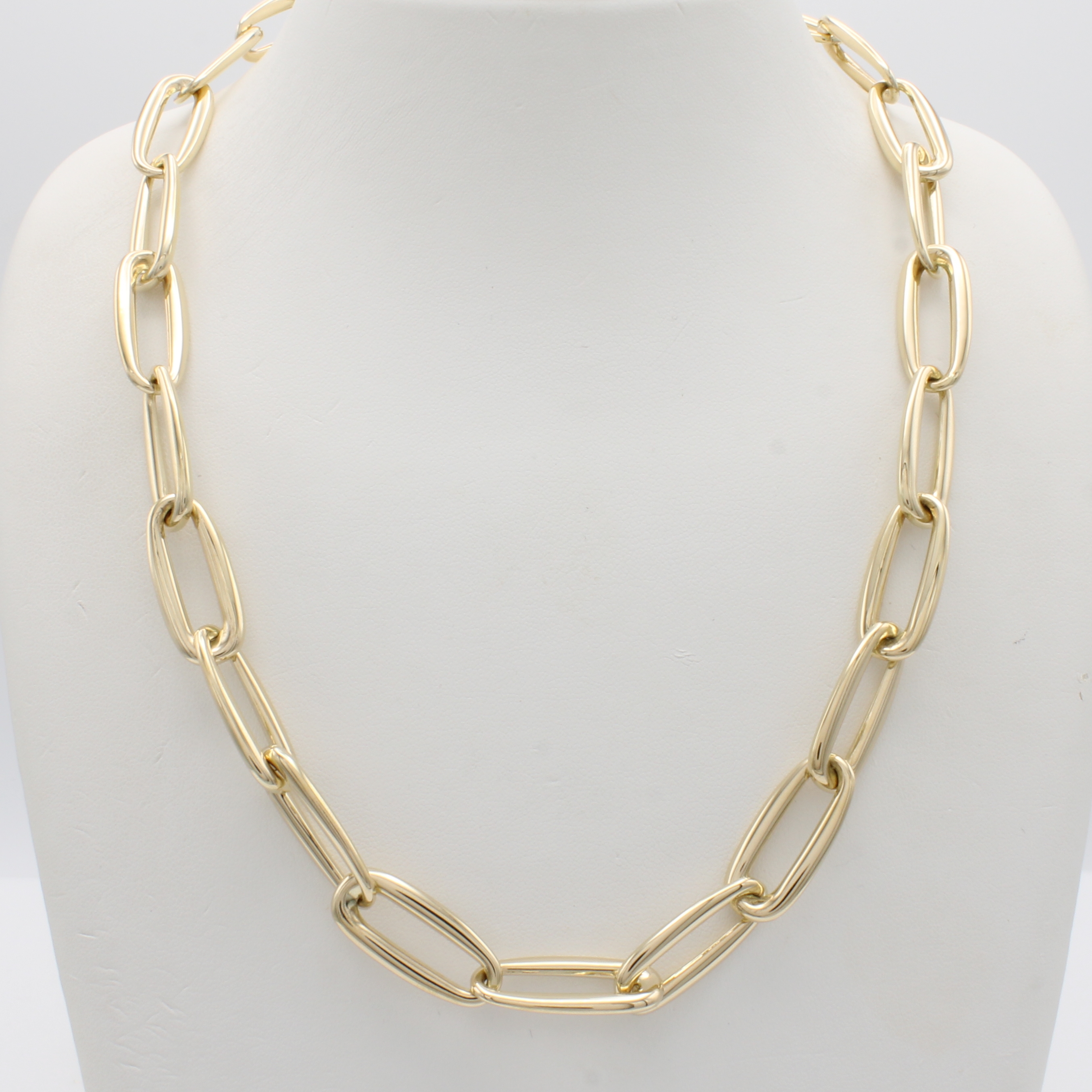 Image 27004066 - Collier, GG 585/000, länglich ovale Glieder, mod. Federringschl., L. ca. 50 cm