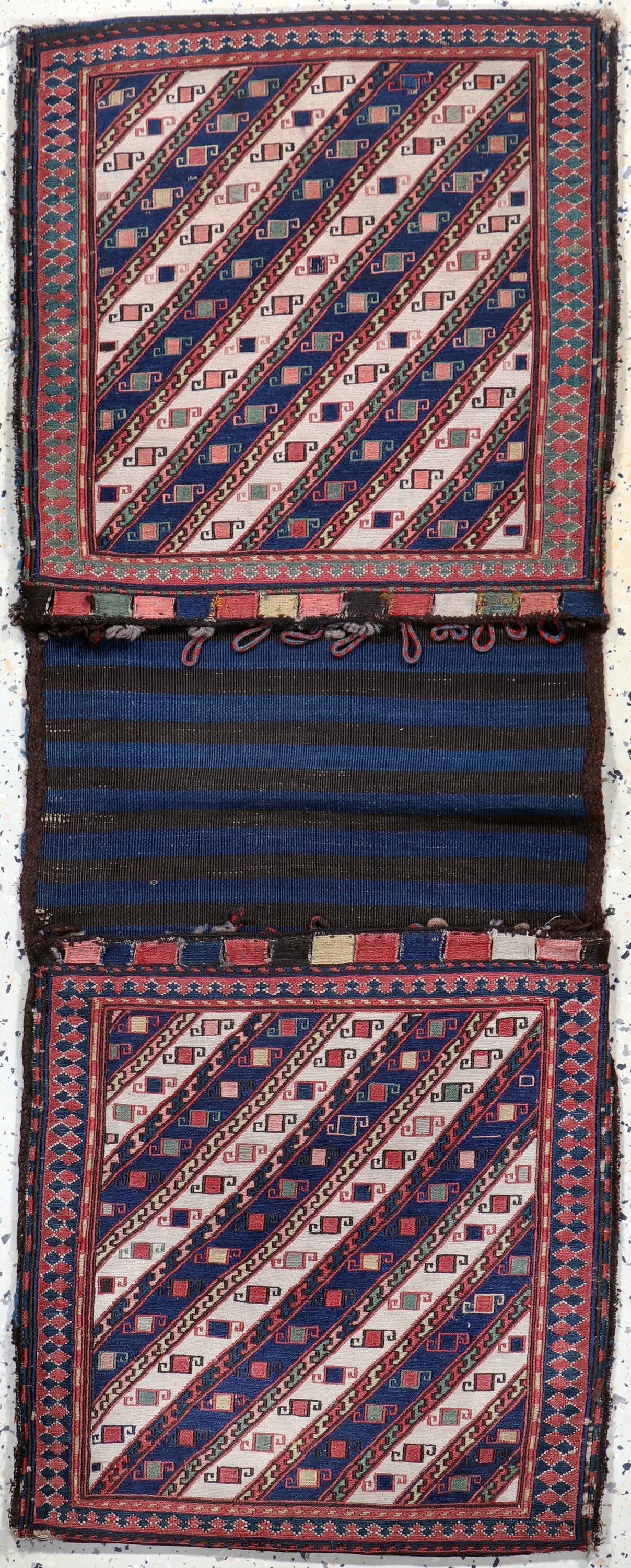 Shahsawan Doppeltasche antik, Persien, 19.Jhd, Wolle auf Wolle, ca. 143 x 56 cm, EHZ:2