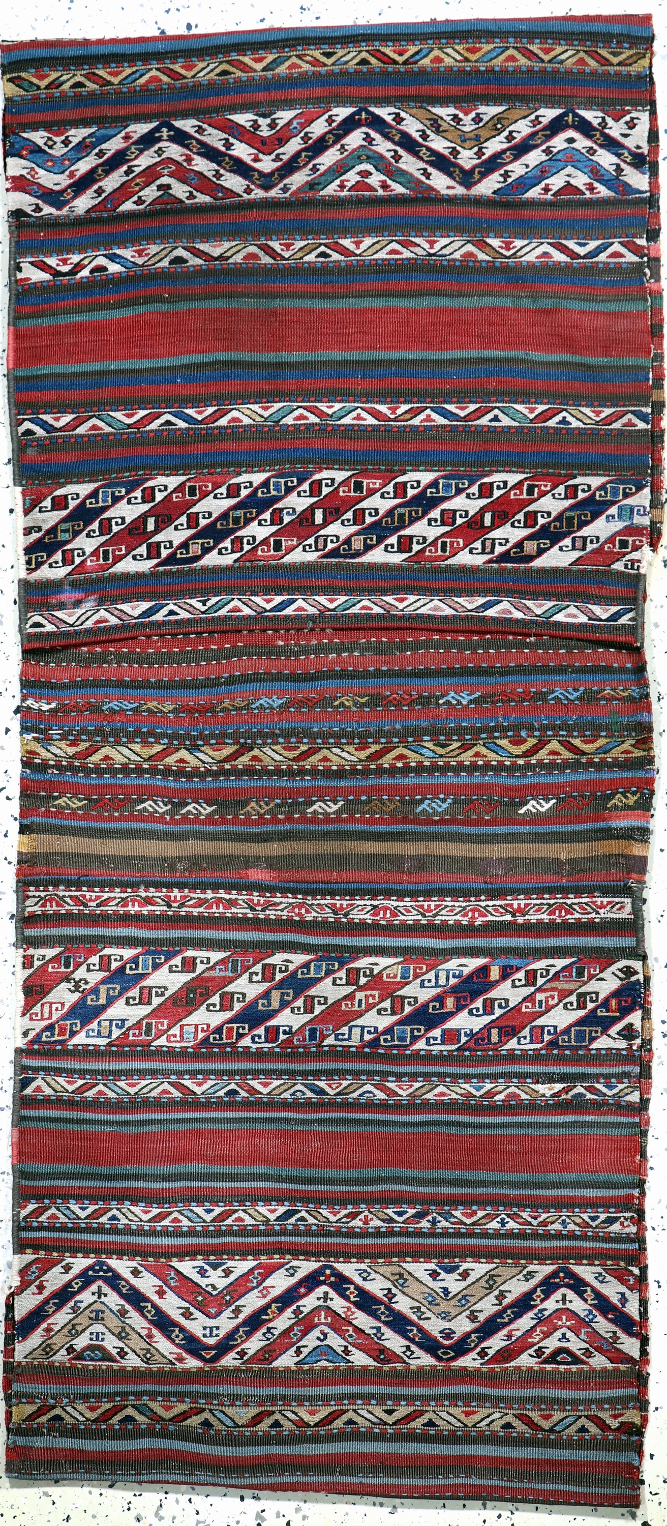 Shahsawan Doppeltasche antik, Persien, 19.Jhd, Wolle auf Wolle, ca. 164 x 70 cm, EHZ:2-3