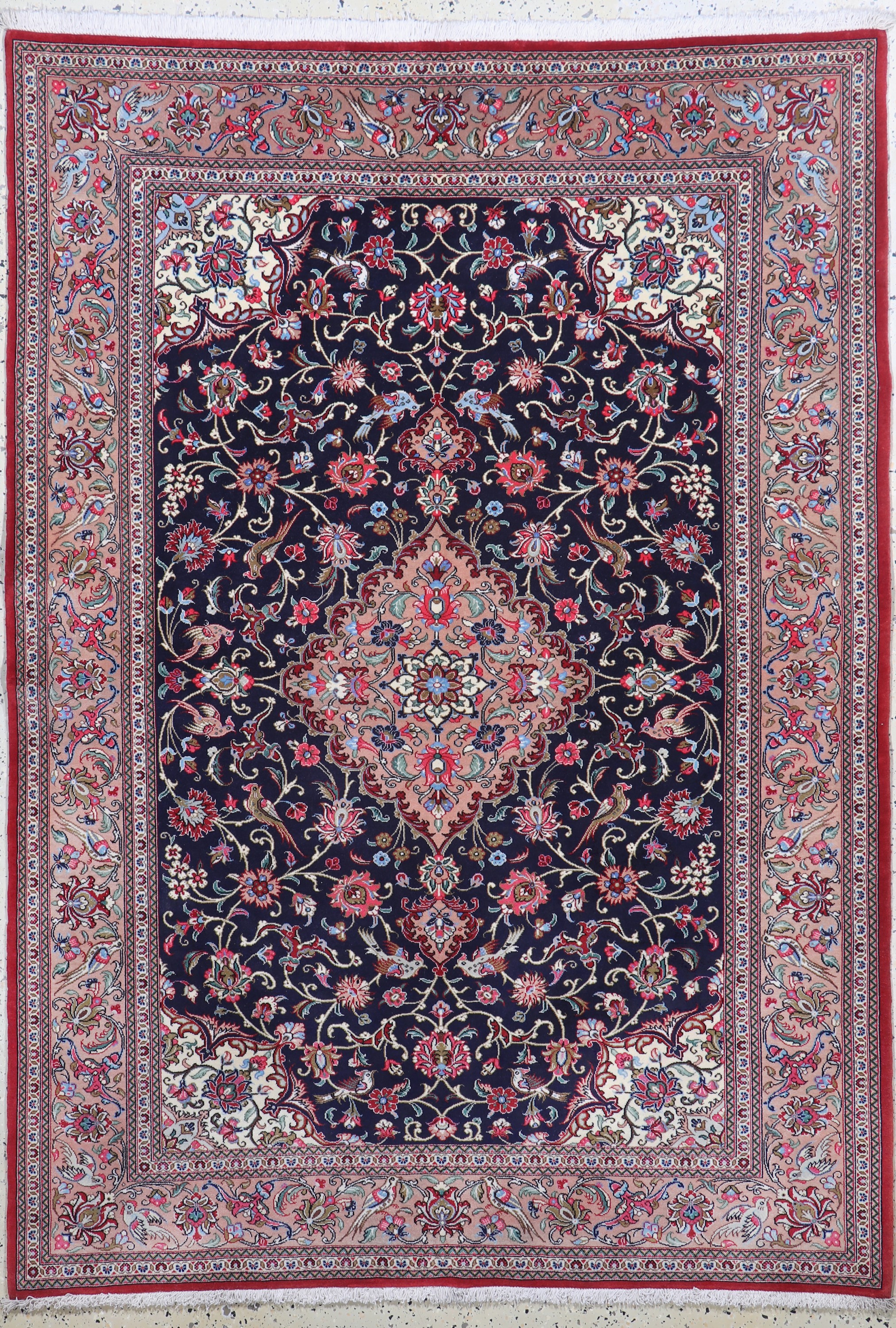 Ghom Kork fein, Persien, Ende 20.Jhd, Korkwolle auf Baumwolle, ca. 196 x 140 cm, EHZ: 2