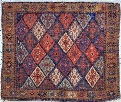 27004073c - Jaf Taschenfront antik, Persien, 19.Jhd, Wolle auf Wolle, ca. 64 x 55 cm, EHZ: 2