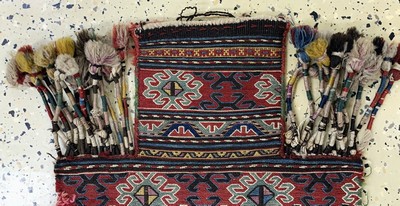 27004077a - Shahsawan Salztasche, Persien, 19.Jhd, Wolle auf Wolle, ca. 57 x 40 cm, EHZ: 2