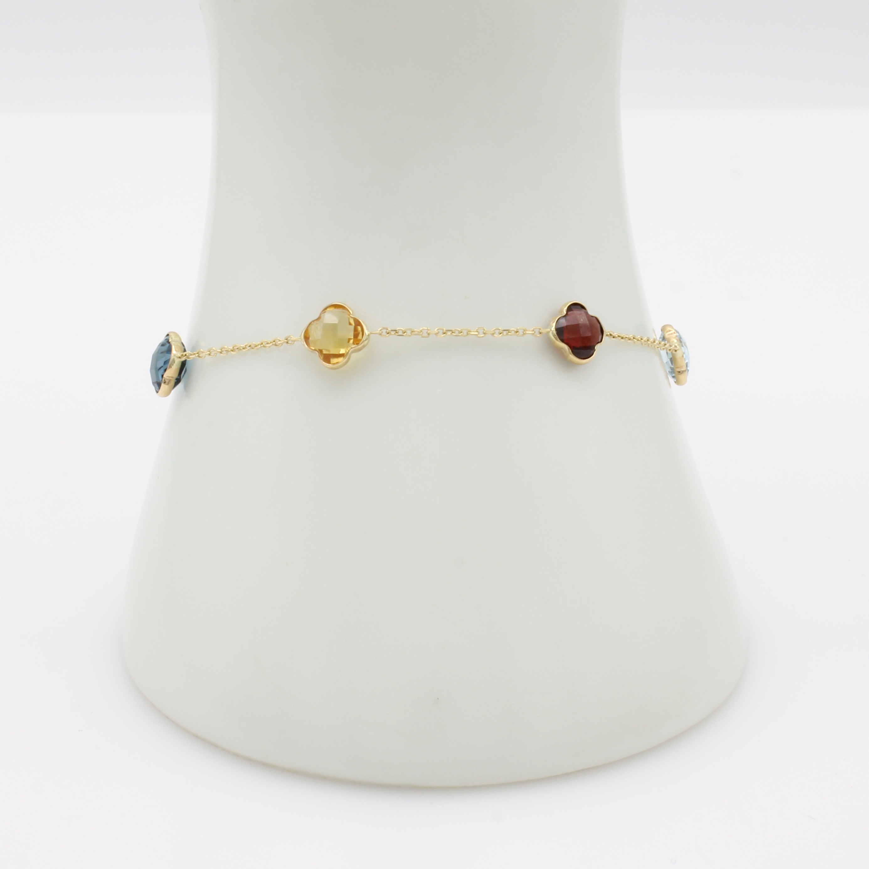 Image 27004103 - Armband mit Farbsteinen, GG 585/000, Farb- steine in Blütenform gefasst, ...