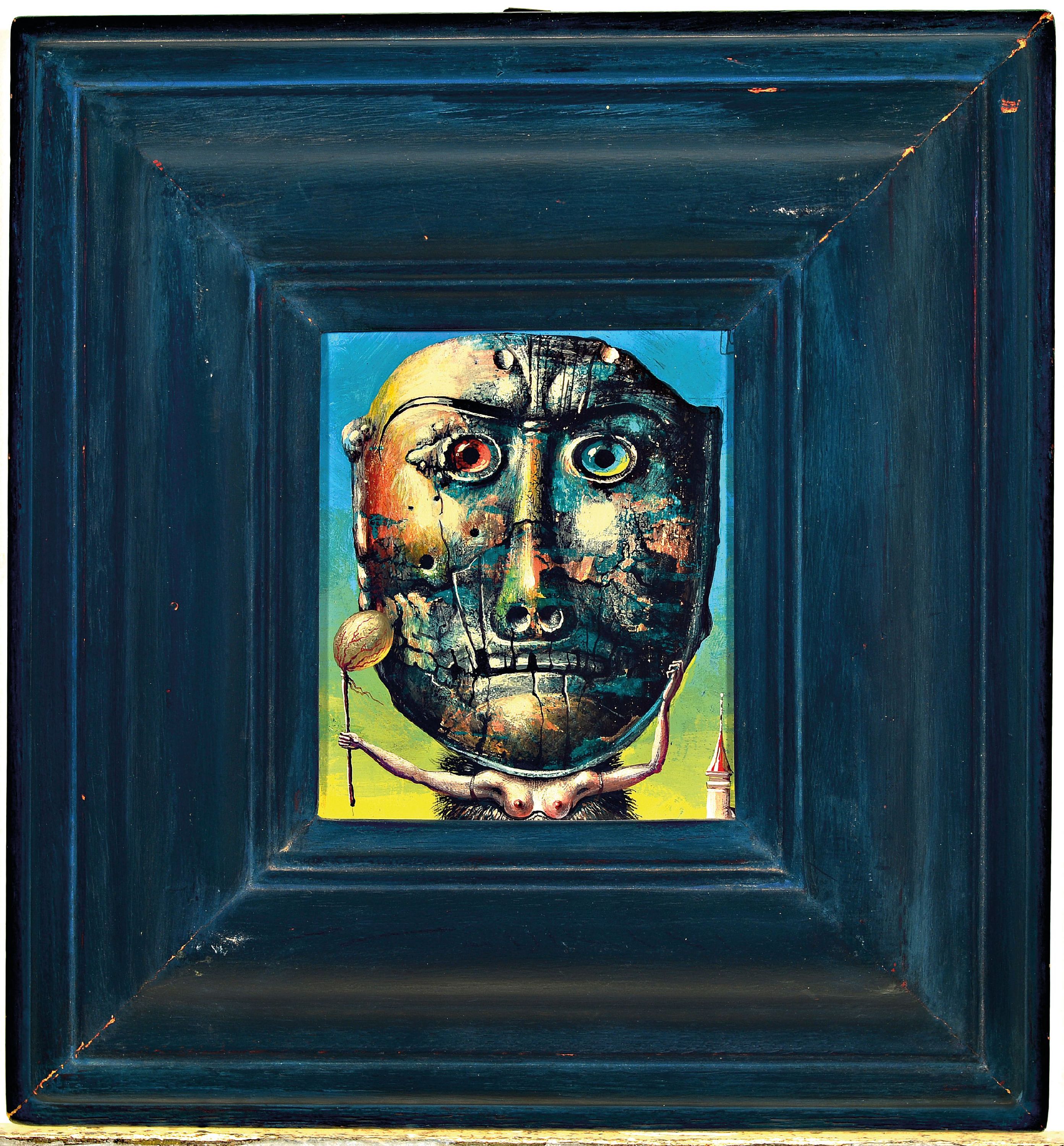 Image 27004631 - Otto Geiss, 1939-2005, Surrealistischer Kopf, Öl/Papier, rechts oben sign. und dat. ...