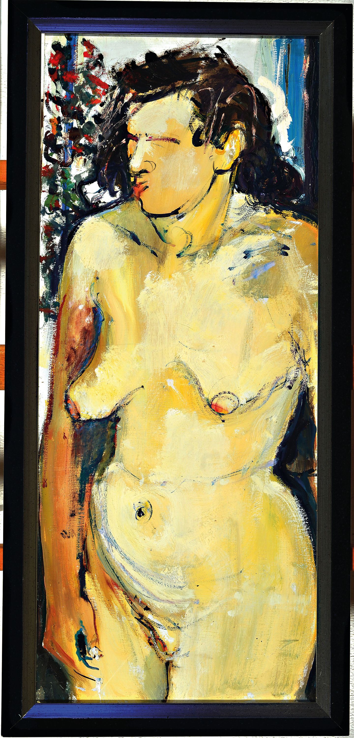 Detail k: Friedrich Einhoff, 1901-1988, stehender weiblicher Akt, Öl/Holz, rückseitig sign., ca. 76x32cm, R. ca. 62x39cm