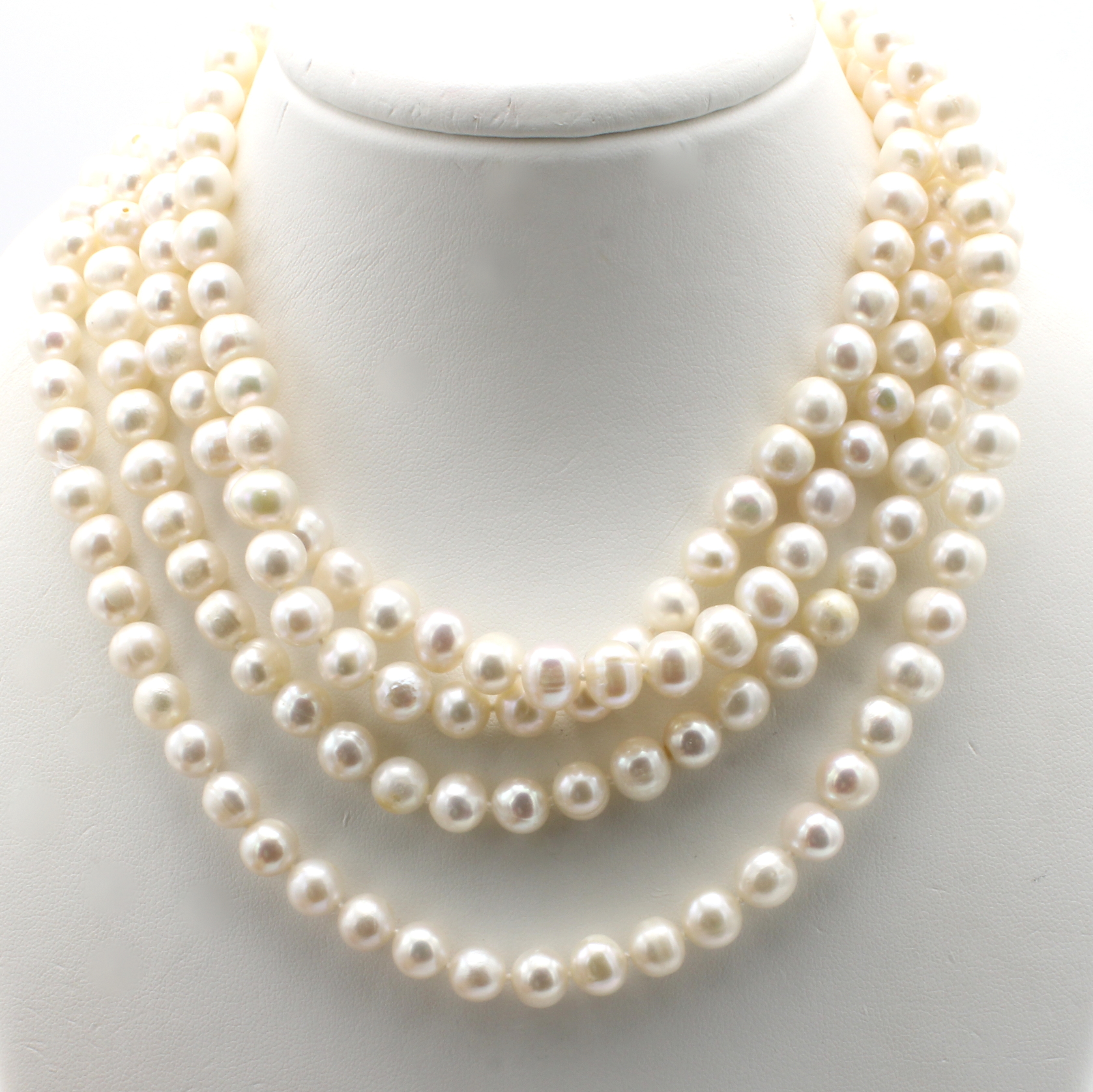 Image 27004661 - Endlose Süßwasserzuchtperlenkette, weiße Perlen, D. ca. 8-9 mm, L. ca. 160 cm