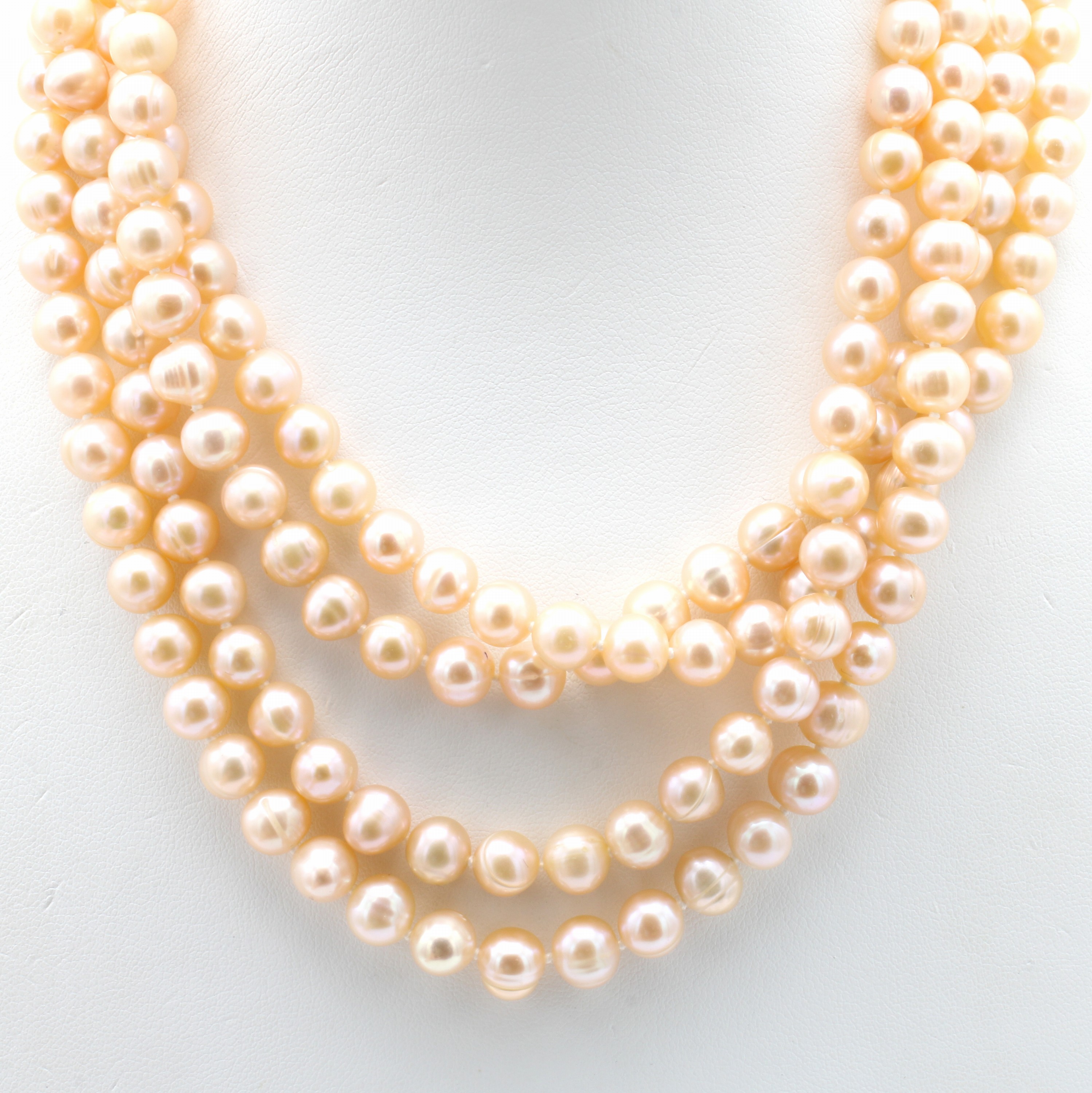 Image 27004662 - Endlose Süßwasserzuchtperlenkette, pfirsich-farb. Perlen (naturfarben), D. ca. 6 mm, ...