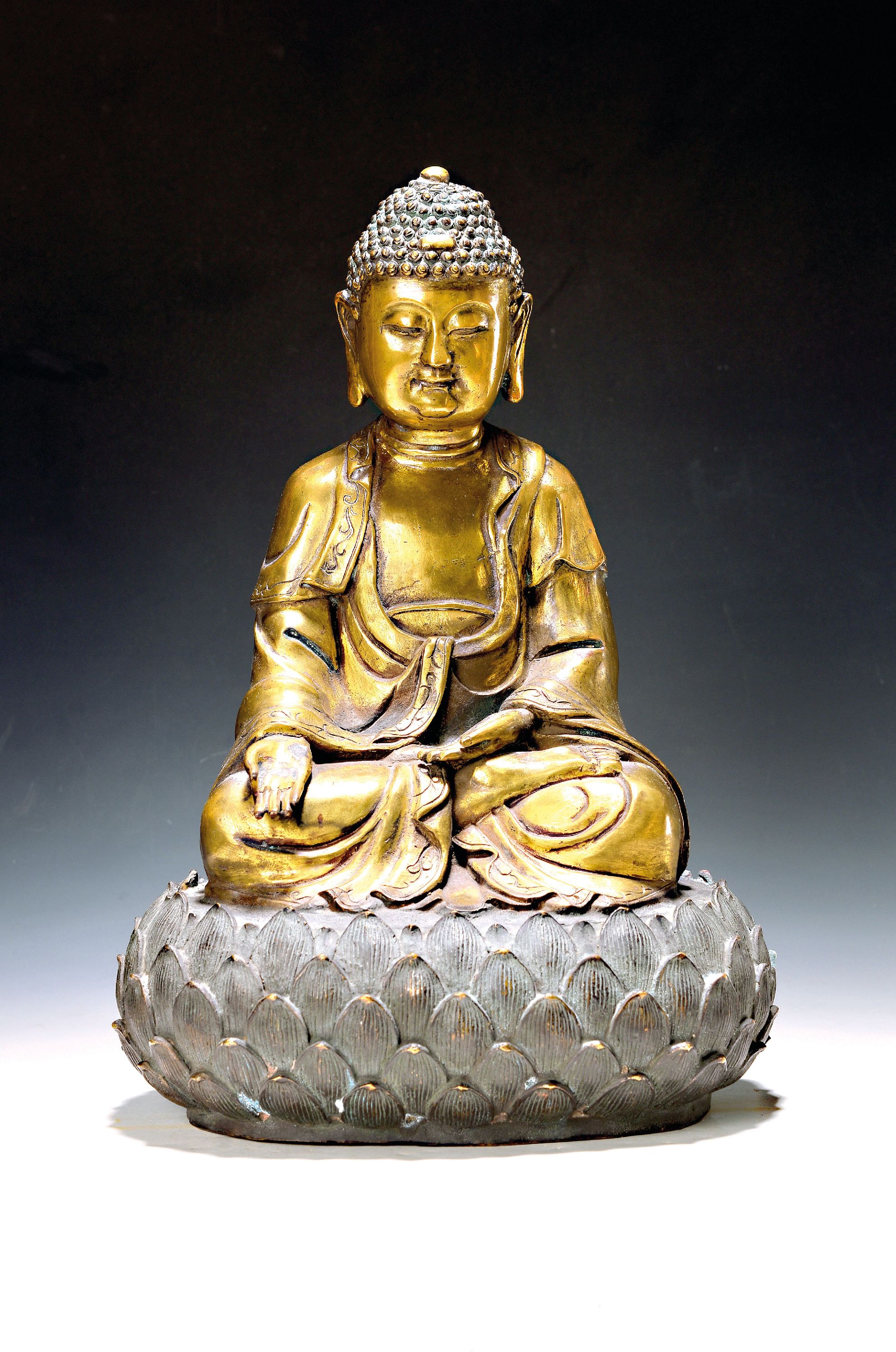 Image 27004706 - Großer Buddha auf Lotussockel, China, späte Quing, Bronze, Darstellung mit Dhyana ...