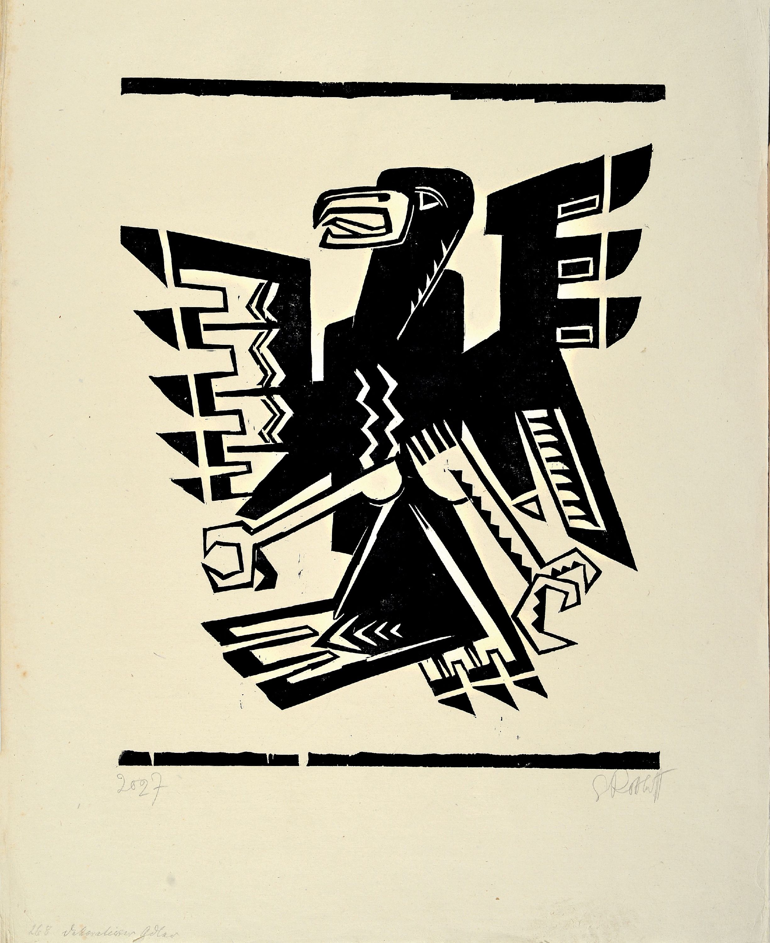 Image 27004937 - Karl Schmidt-Rottluff, 1884-1976, Dekorativer Adler, Holzschnitt, rechts unten signiert, ...