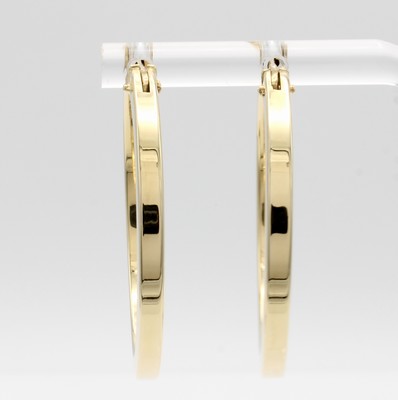 27004941a - Paar Creolen, GG 585/000, B. ca. 3 mm, D. ca. 35 mm