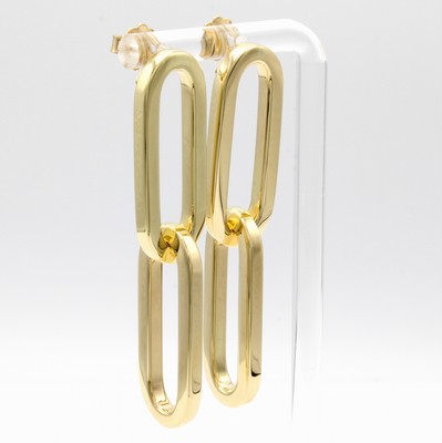 27004948a - Paar Ohrstecker, GG 585/000, 4 ovale Gliederals Abhängungen