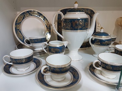 27005174b - Kaffeeservice, Wedgwood, England, Dekor Columbia blue & gold, Porzellan, für 6 ...