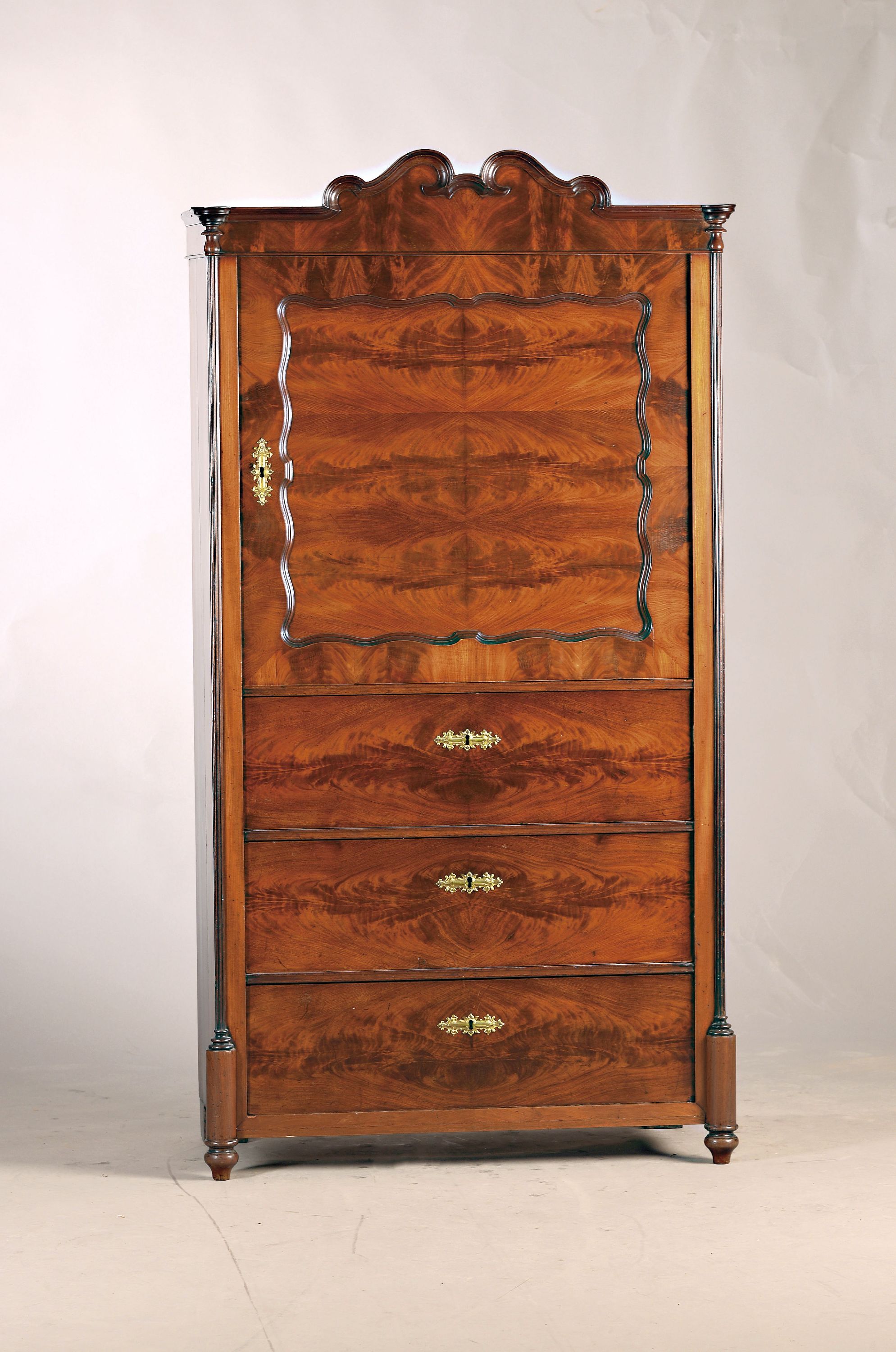 Image 27005315 - Schrank/Sekretärblender, Frankreich um 1870/80, Mahagonifurnier, drei Schubladen, eine ...