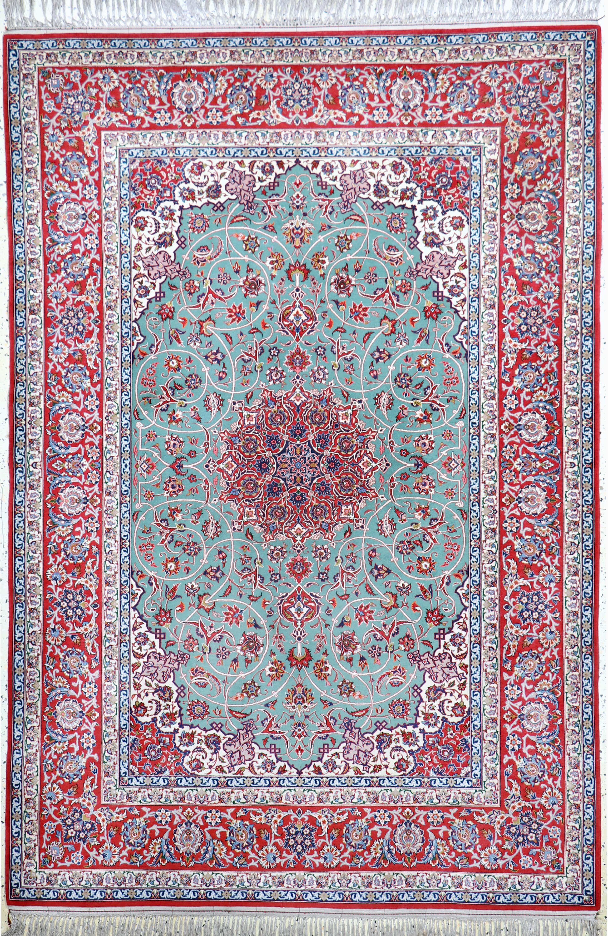 Image 27005317 - Esfahan fein(14 Kheft), Persien, Mitte 20.Jhd, Korkwolle mit und auf Seide, ca. 220 ...