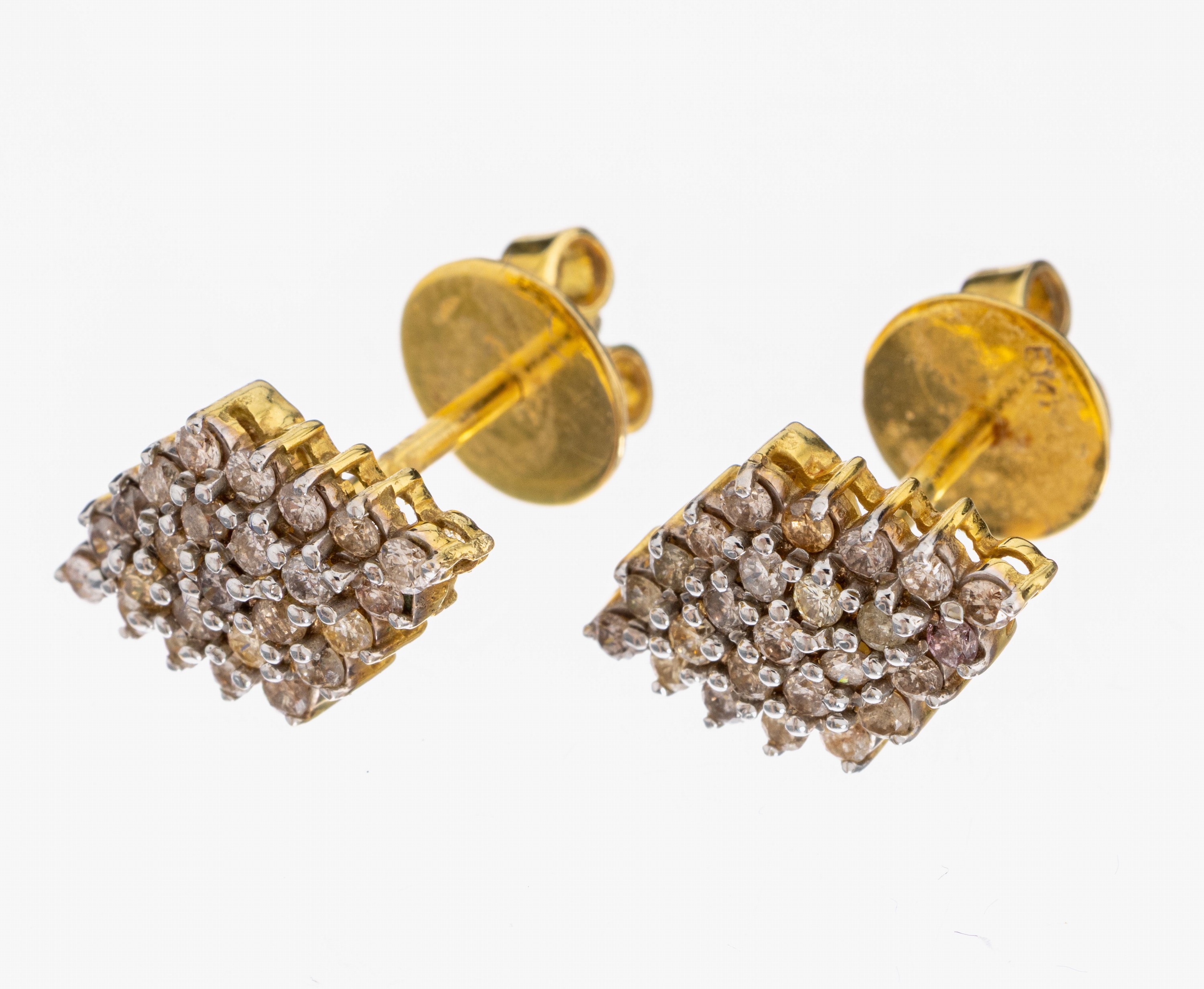 Image 27005335 - Paar 14 kt Gold Brillant-Ohrstecker, GG 585/000, 50 Brillanten zus. ca. 0.50 ct Weiß- ...