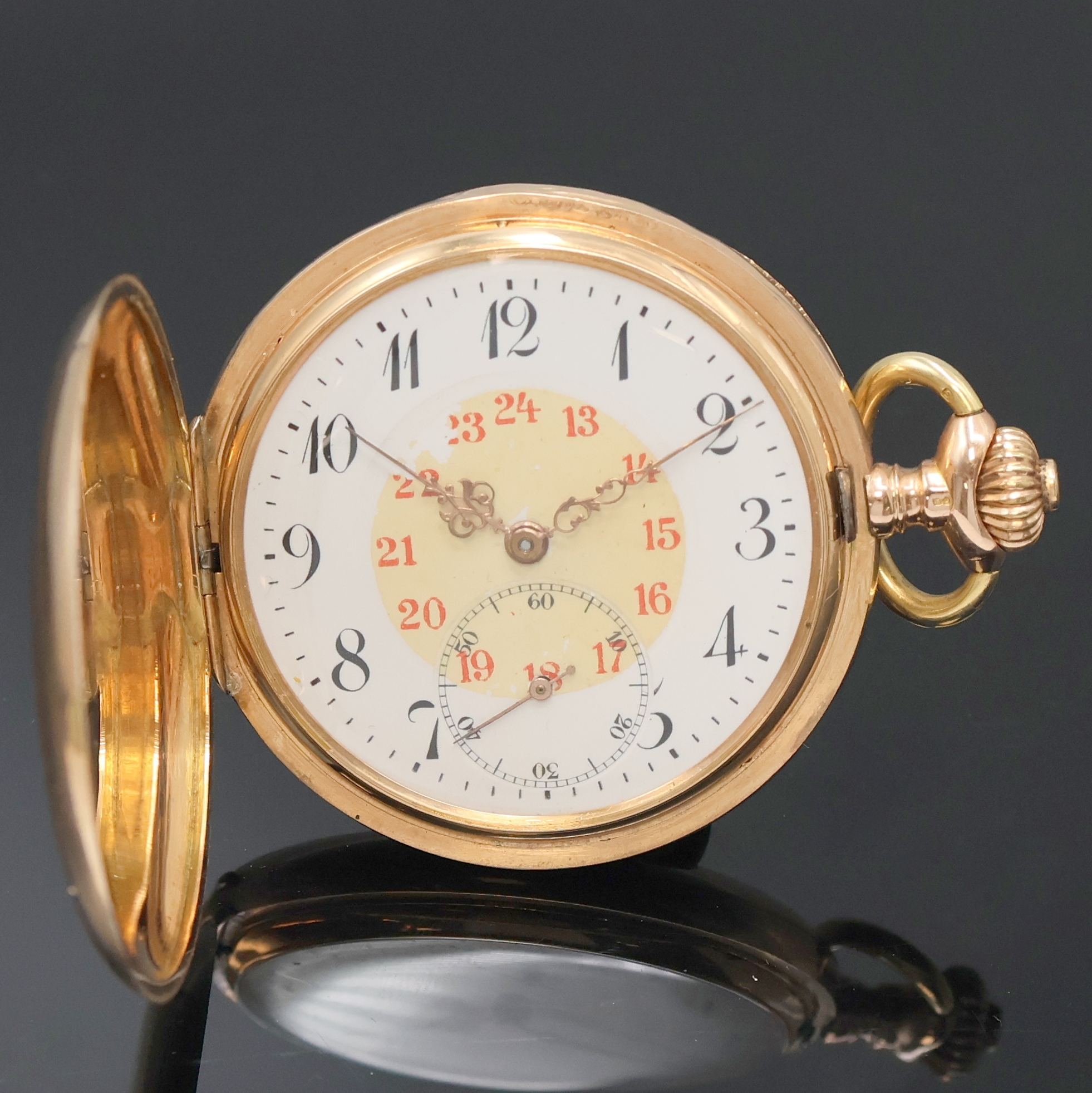 Image 27005342 - REVUE-THOMMEN CYRUS Herrensavonette in RG 585/000, Schweiz um 1910, guill. 2-Deckel ...