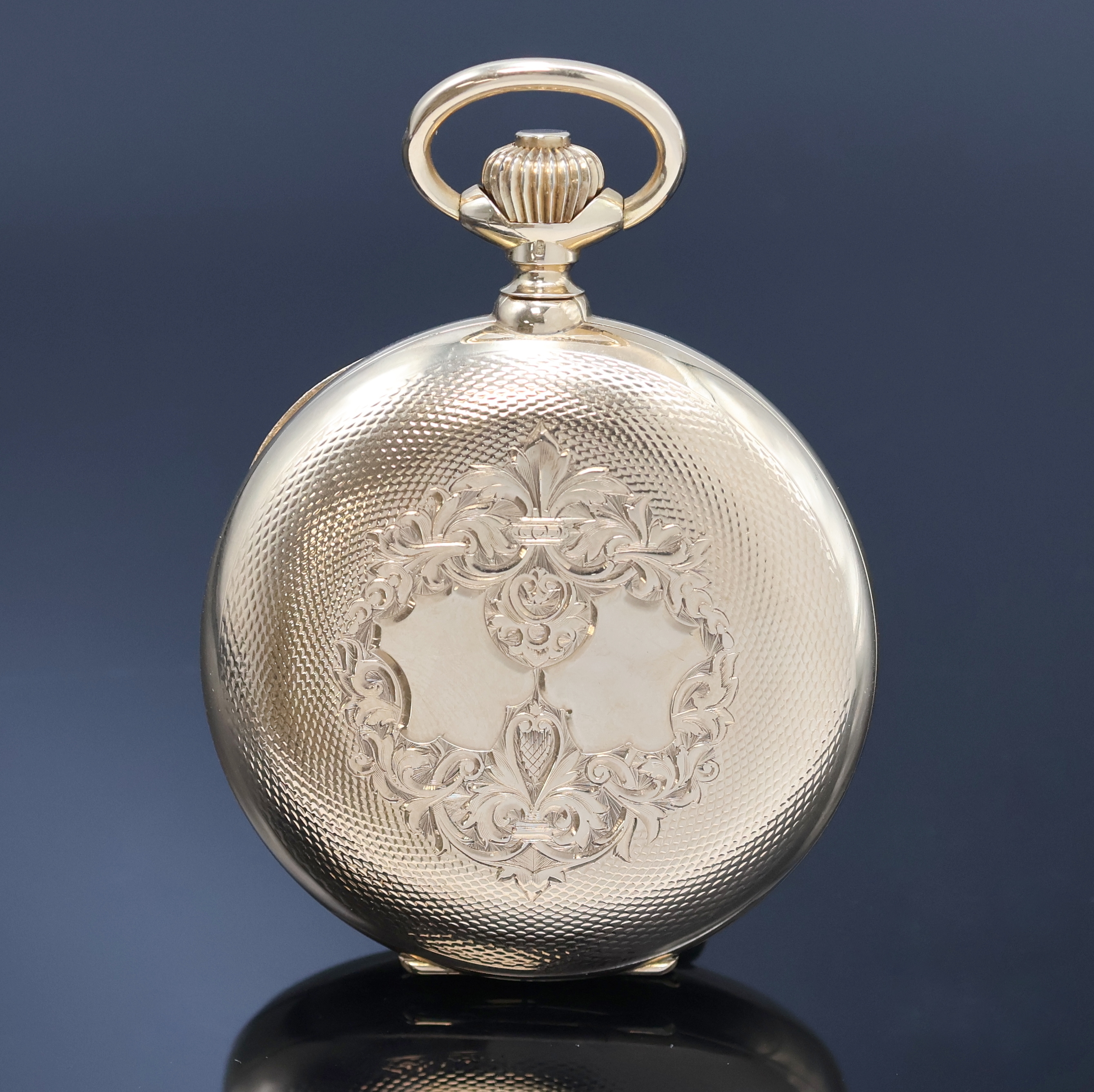 Detail a: CHRONOMETRE große und schwere Herrensavonette mit Chronometerhemmung in RoseG 585/000, Schweiz um 1900, guill. 3-Deckel Goldgeh. m. à-goutte ...