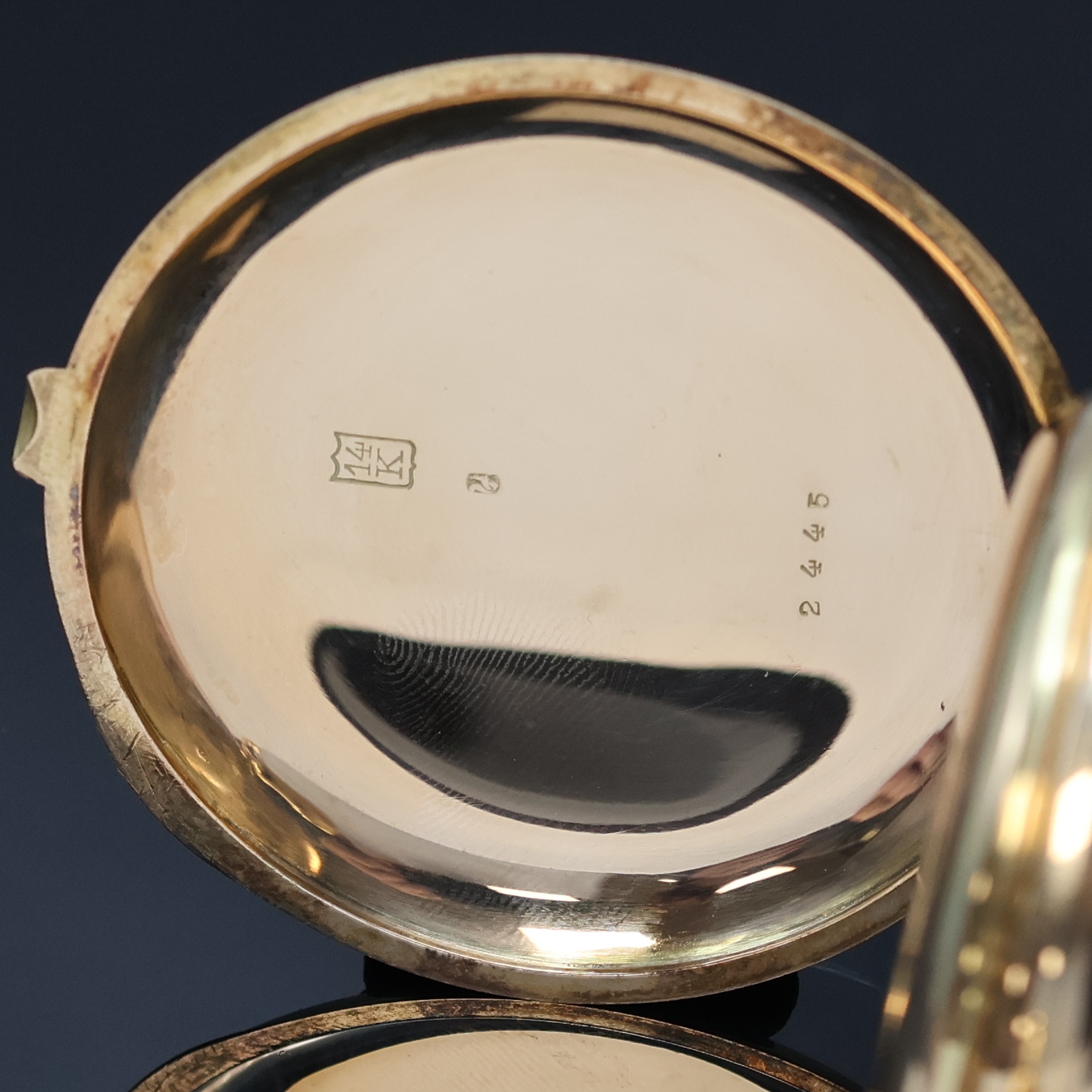 Detail e: CHRONOMETRE große und schwere Herrensavonette mit Chronometerhemmung in RoseG 585/000, Schweiz um 1900, guill. 3-Deckel Goldgeh. m. à-goutte ...