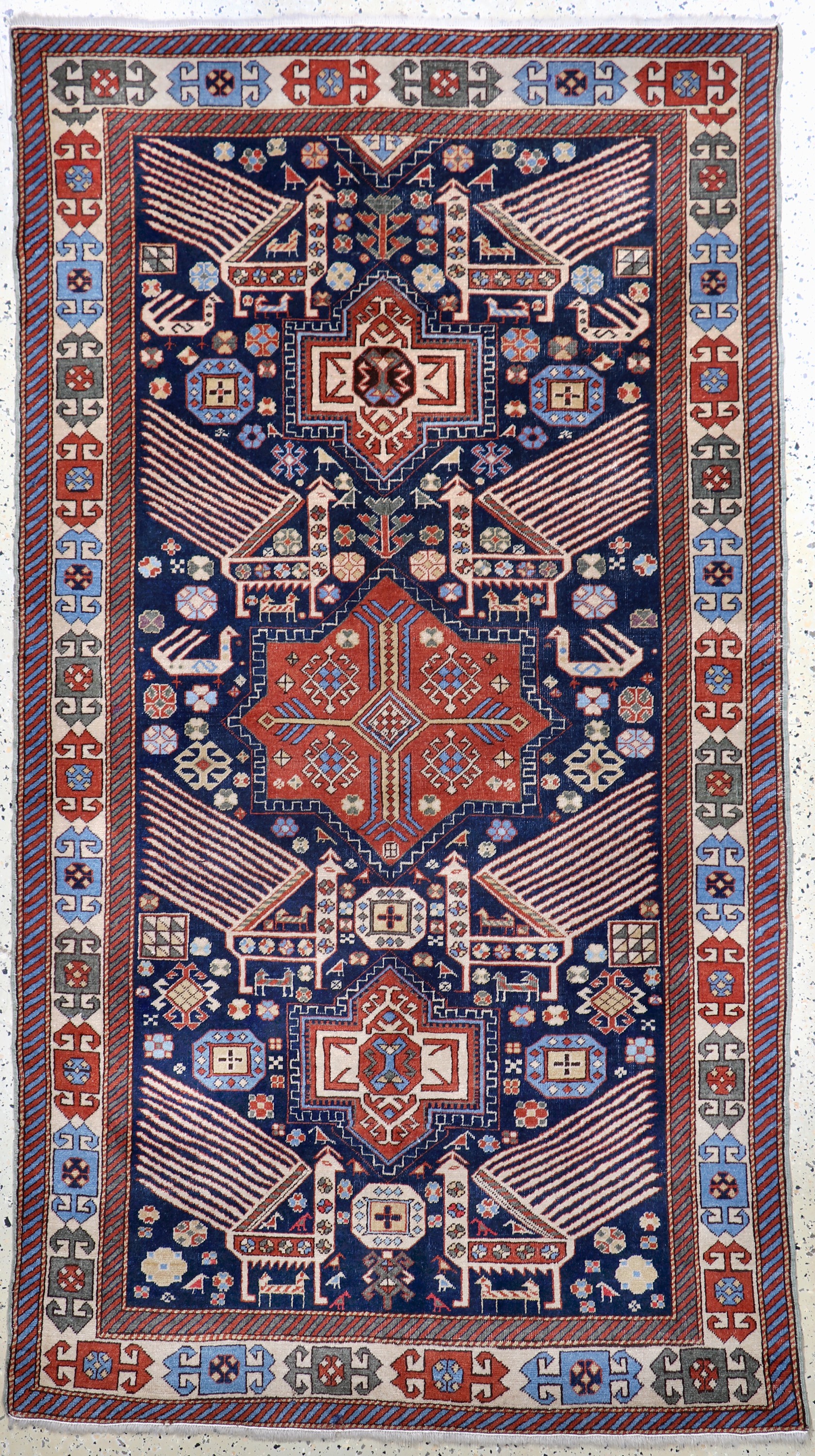"Akstafa"Kazak alt, Kaukasus, Anfang 20.Jhd, Wolle auf Wolle, ca. 225 x 125 cm, EHZ: 2-3