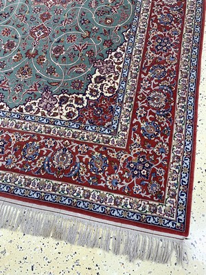 27005317a - Esfahan fein(14 Kheft), Persien, Mitte 20.Jhd, Korkwolle mit und auf Seide, ca. 220 ...