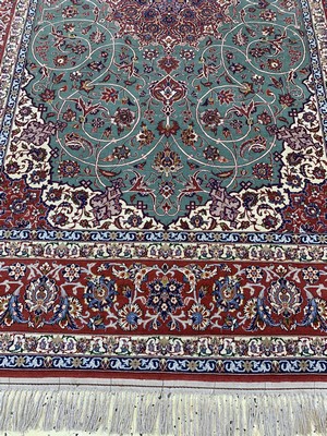 27005317c - Esfahan fein(14 Kheft), Persien, Mitte 20.Jhd, Korkwolle mit und auf Seide, ca. 220 ...