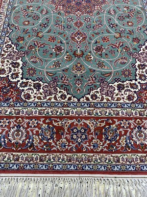 27005317e - Esfahan fein(14 Kheft), Persien, Mitte 20.Jhd, Korkwolle mit und auf Seide, ca. 220 ...