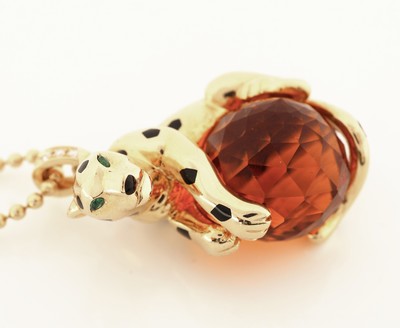 27005320b - 18 kt Gold PANTHERE DE CARTIER Citrin- Brillant-Anhänger, GG 750/000, Darstellung ...