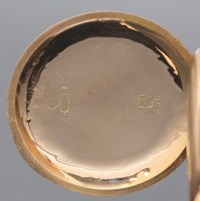 27005343e - TAVANNES System Glashütte Halbsavonette in RG 585/000, Schweiz um 1910, guill. 2-Deckel ...