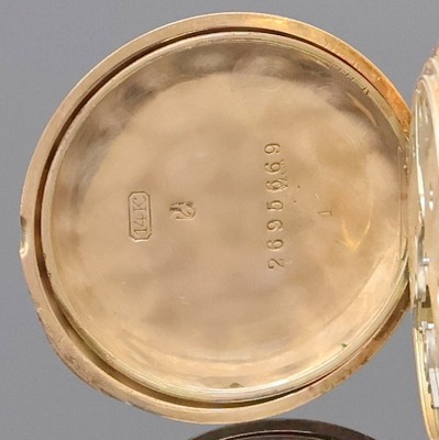 27005344e - LONGINES offene Damentaschenuhr in RG 585/000, Schweiz um 1912, glattes 2-Deckel ...