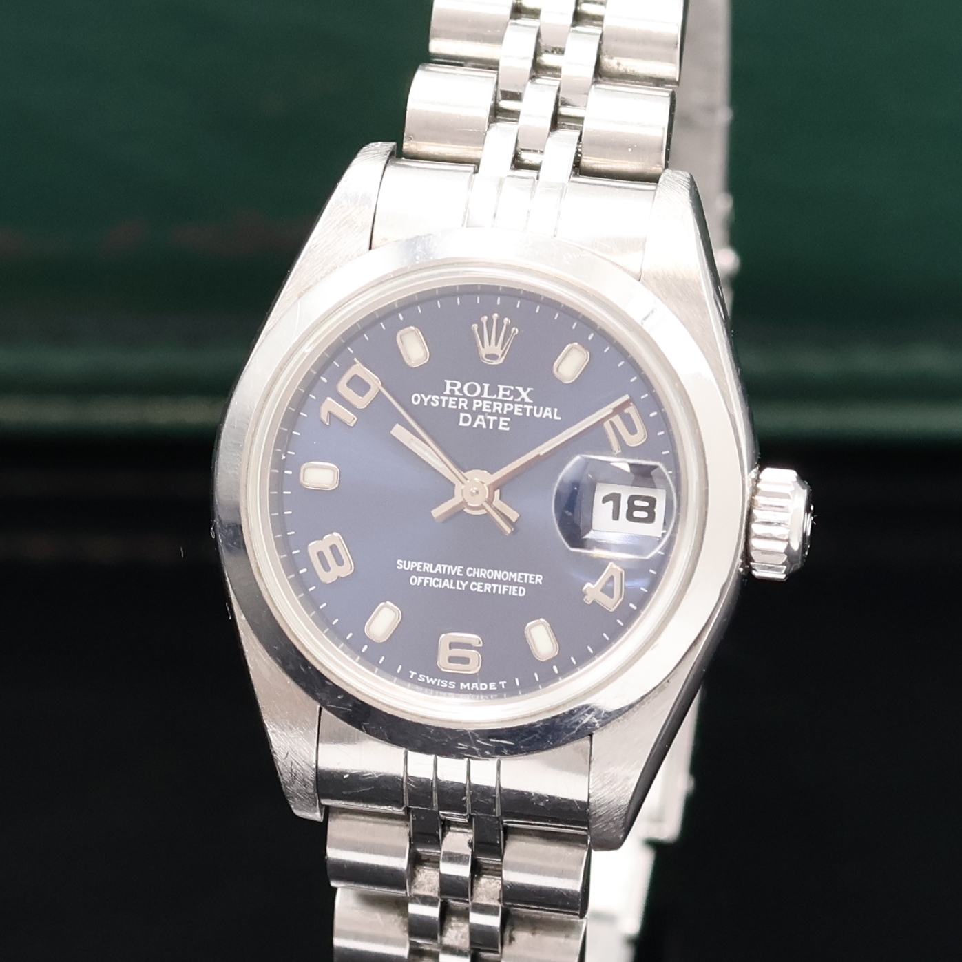 Detail a: ROLEX Damenarmbanduhr Oyster Perpetual Date Referenz 69160, Schweiz um 2000, Chronometer der Superlative in Edelstahl inkl. Jubileeband m. Faltschl., ...