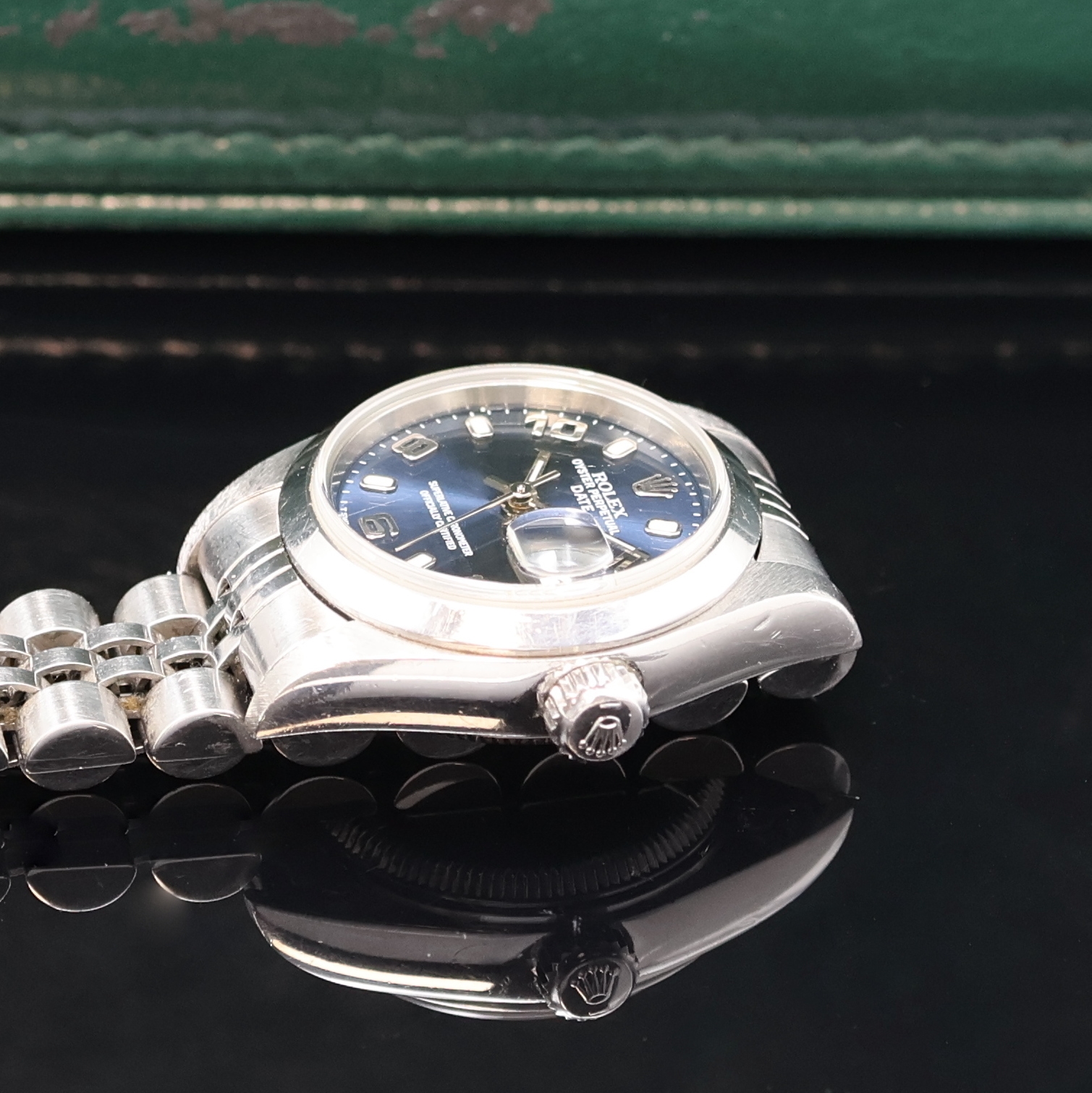 Detail c: ROLEX Damenarmbanduhr Oyster Perpetual Date Referenz 69160, Schweiz um 2000, Chronometer der Superlative in Edelstahl inkl. Jubileeband m. Faltschl., ...