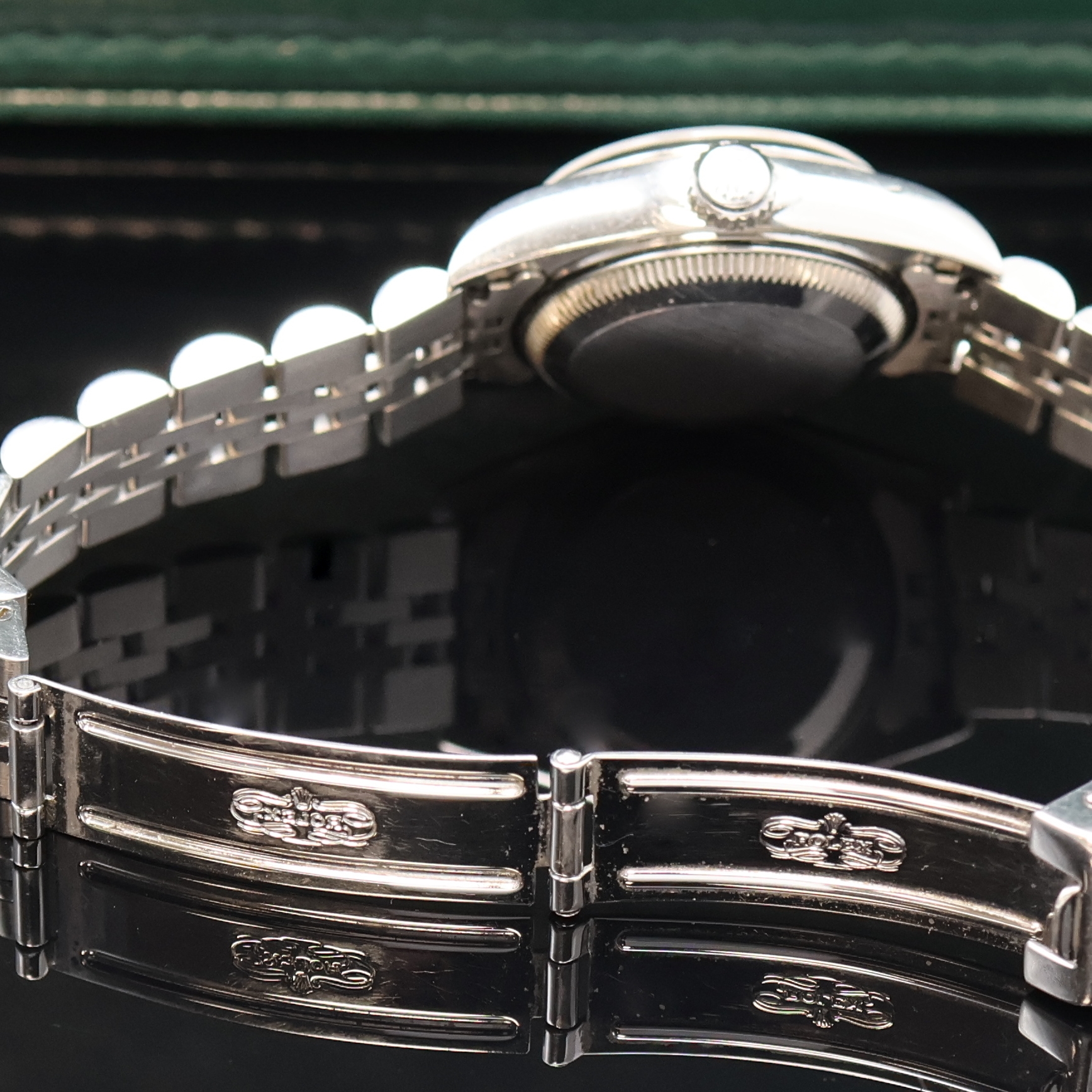 Detail d: ROLEX Damenarmbanduhr Oyster Perpetual Date Referenz 69160, Schweiz um 2000, Chronometer der Superlative in Edelstahl inkl. Jubileeband m. Faltschl., ...