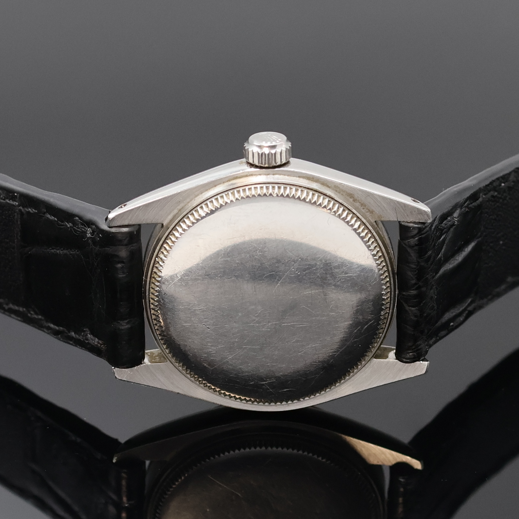 Detail c: ROLEX Armbanduhr Oyster Perpetual Referenz 6748, Schweiz um 1973, Automatik, Edelstahlgeh., Boden und Krone verschr., ab Herst. wasserd., blaues ...