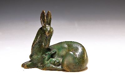 Image Georges H. Laurent, Reh mit Kitz, Bronzeskulptur, signiert, ca. 9.5cm, L. ca. 10cm