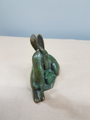 27005612b - Georges H. Laurent, Reh mit Kitz, Bronzeskulptur, signiert, ca. 9.5cm, L. ca. 10cm