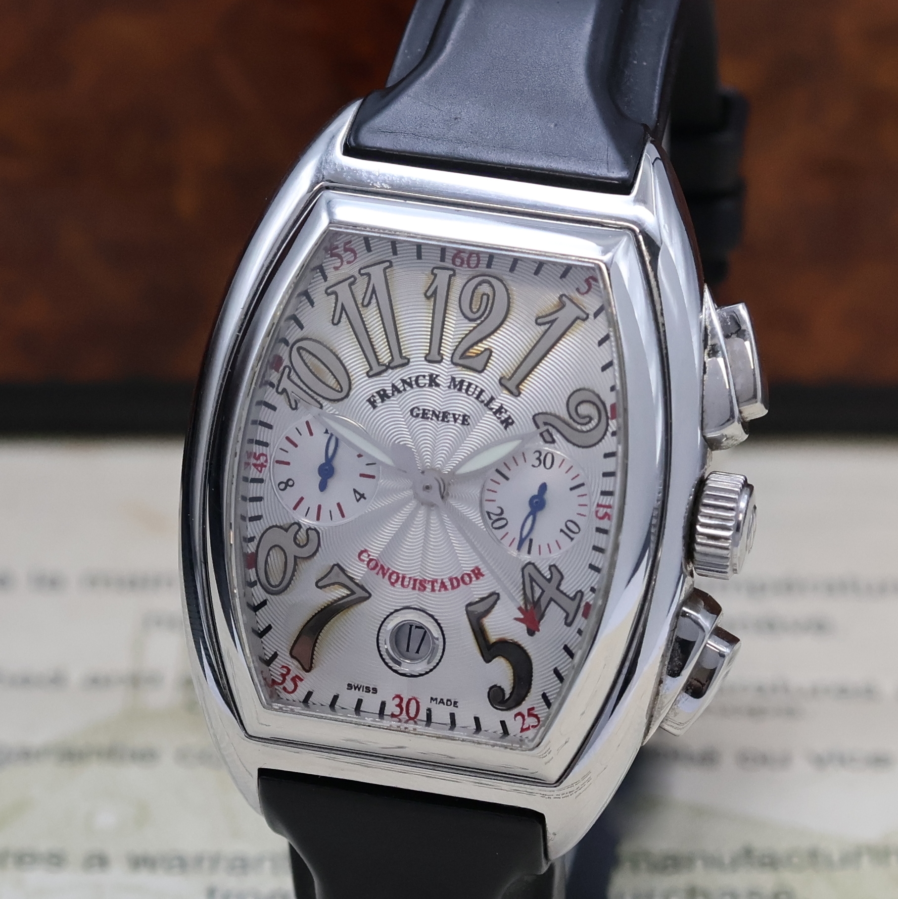 Detail a: FRANCK MULLER Conquistador Schaltradchronograph Referenz 8002CC, Automatik, tonneauförm. Edelstahlgeh. inkl. orig. Kautschukband m. orig. Dornschl., ...