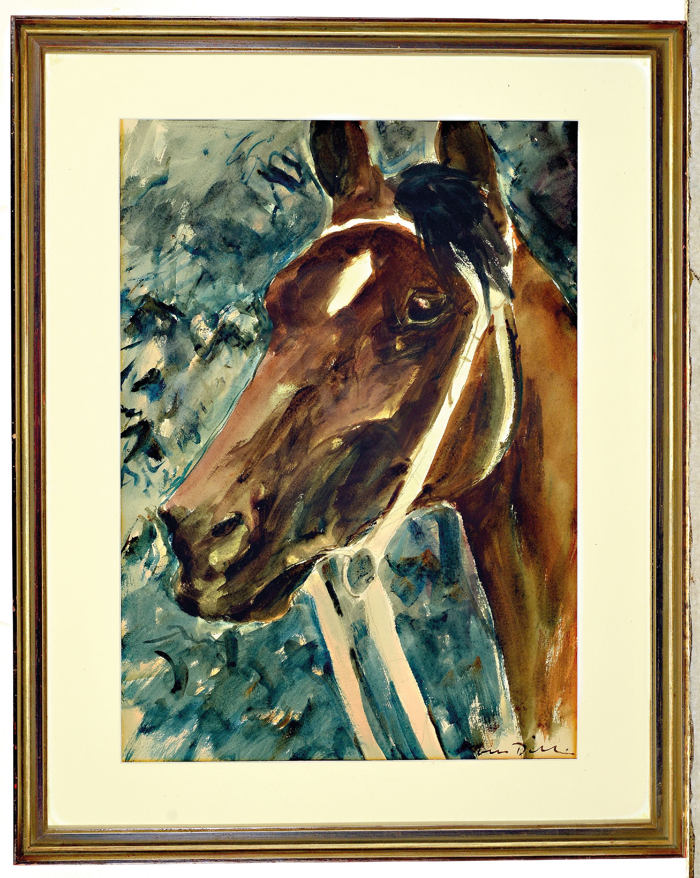 Detail k: Otto Dill, 1884 Neustadt/Wstr.-1957 Bad Dürkheim, Pferdeporträt, Aquarell auf Papier, rechts unten signiert, ca. 50x36cm, PP, u.Gl., R. ca. 63x50cm