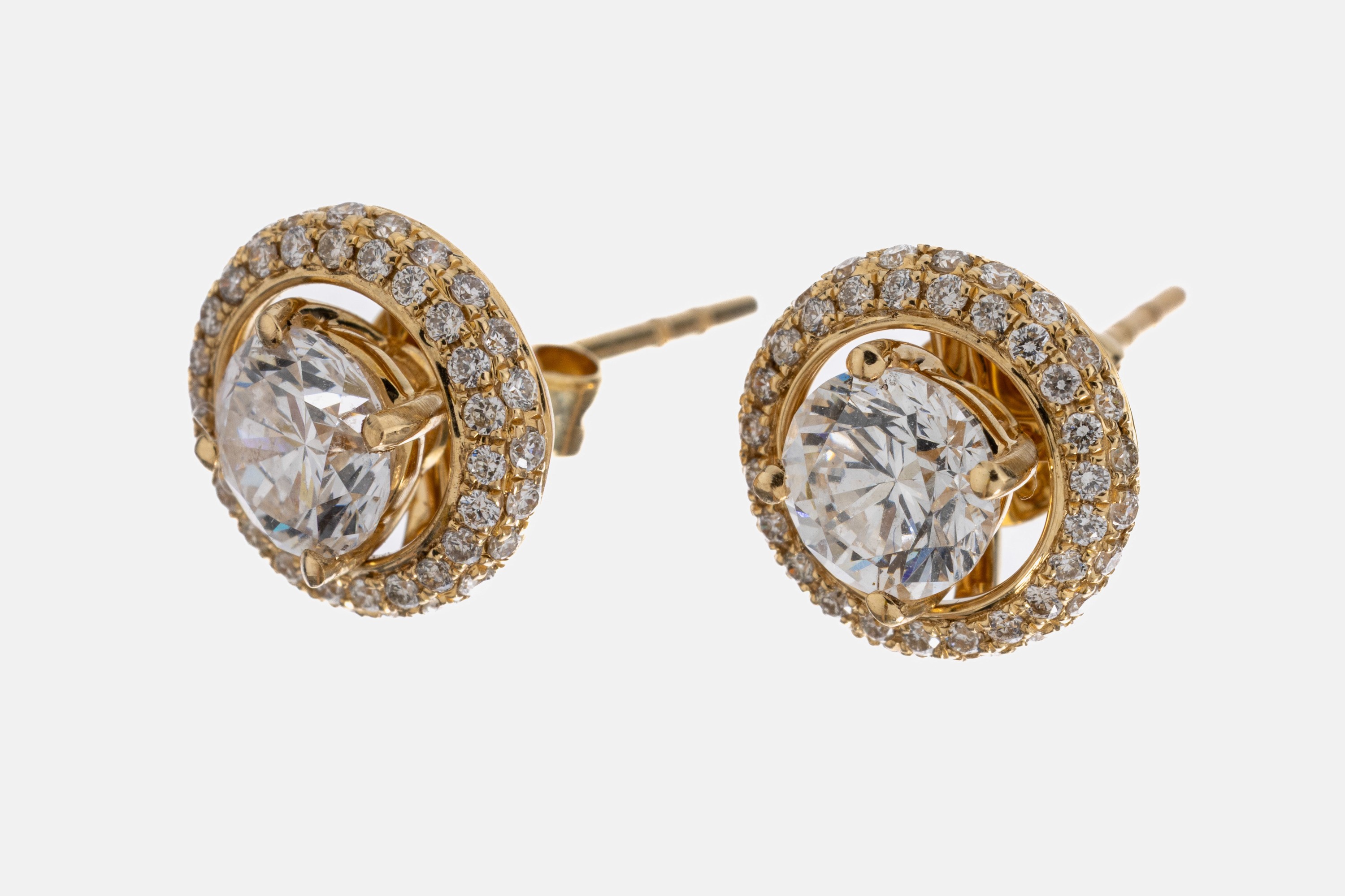 Image 27005770 - Paar 18 kt Gold Brillant-Ohrstecker, GG 750/000, 1 Brillant 0.50 ct hochfeines ...