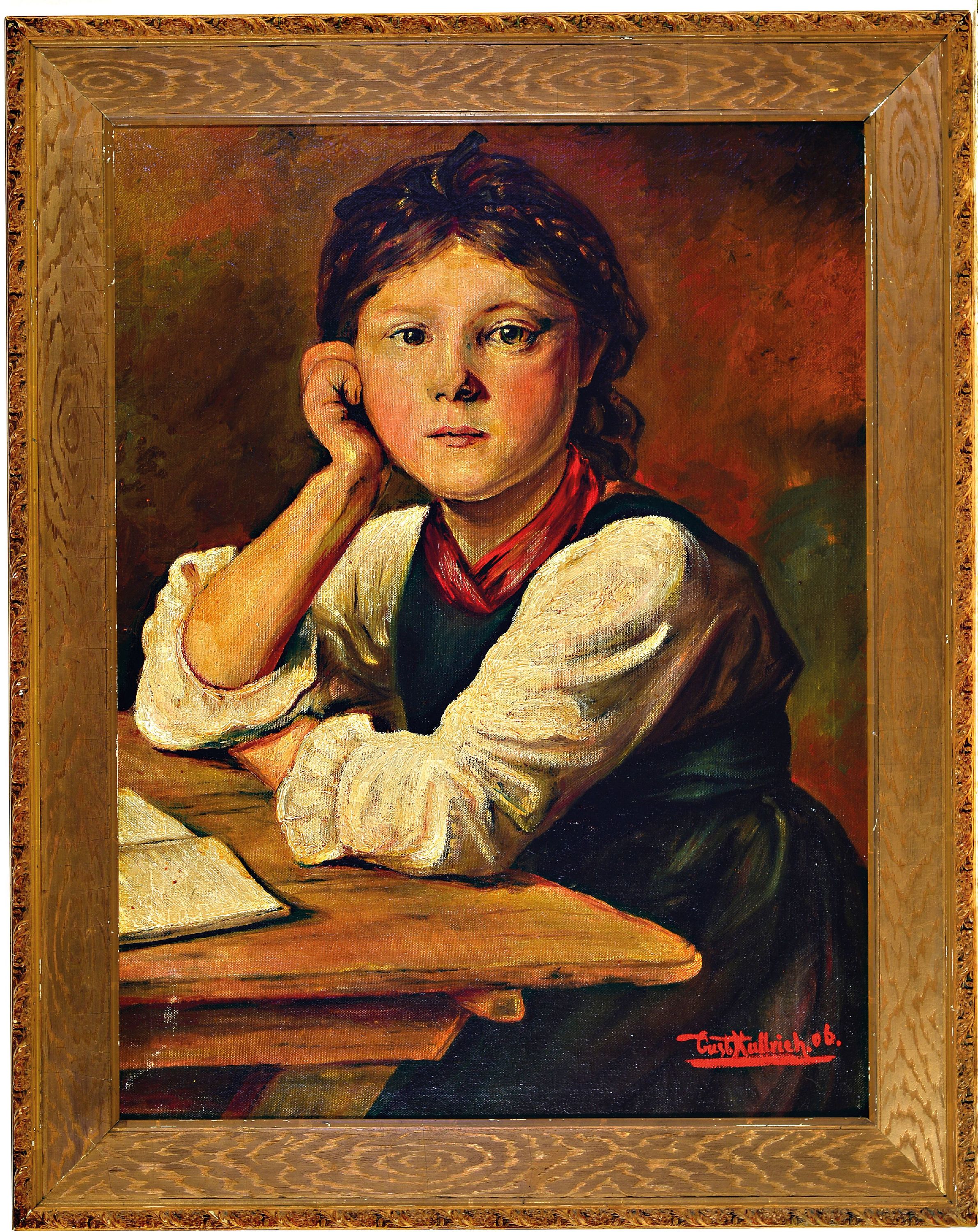 Detail k: Gustav Kullrich, 1888 Neustadt an der Weinstraße-1938 Karlsruhe, Porträt eines Mädchens, Öl/Lwd, rechts unten sign. und dat. 06, ca. 60x46cm, R. ...