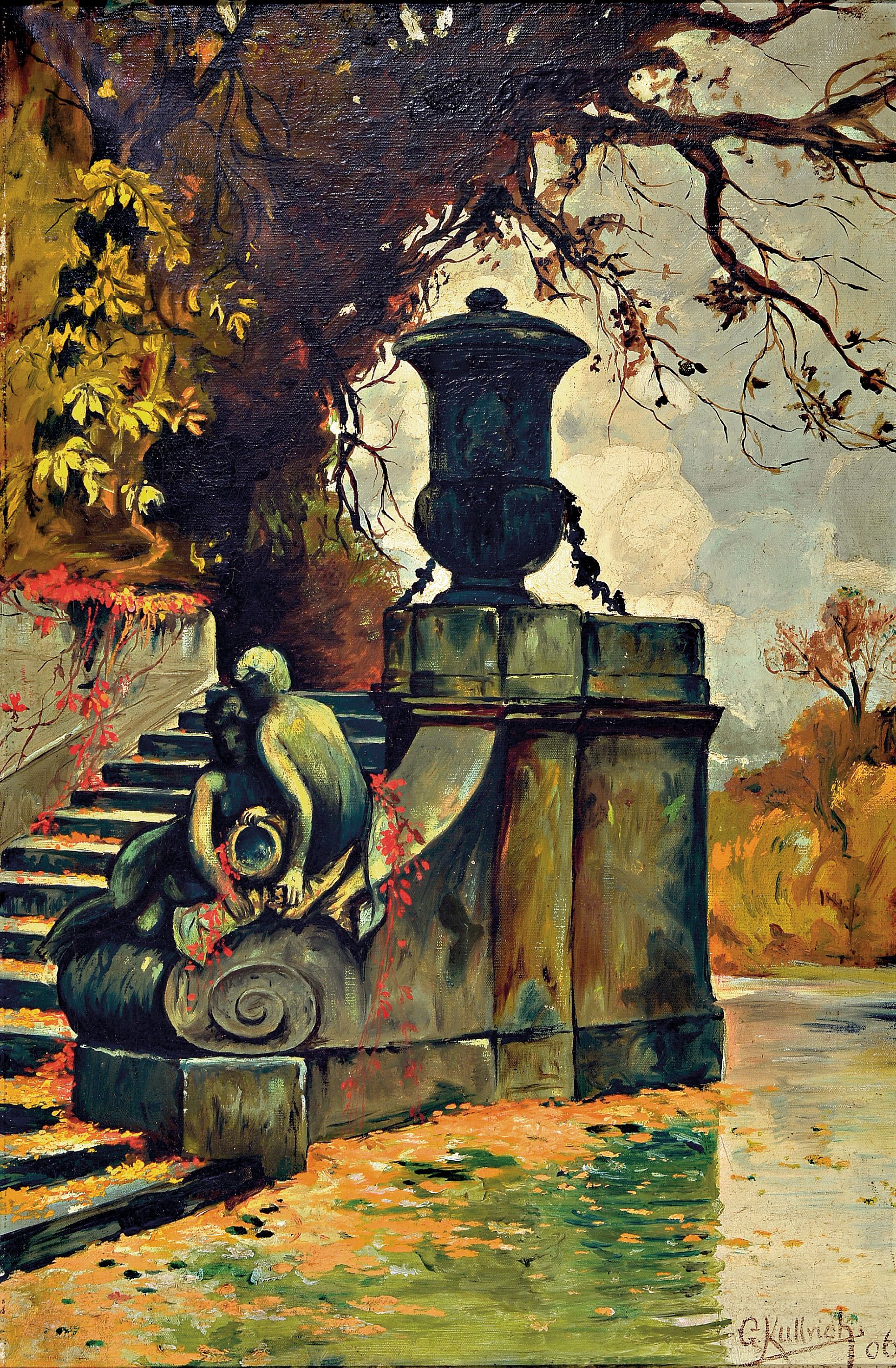 Image 27005781 - Gustav Kullrich, 1888 Neustadt an der Weinstraße-1938 Karlsruhe, Treppe am Seeufer, ...