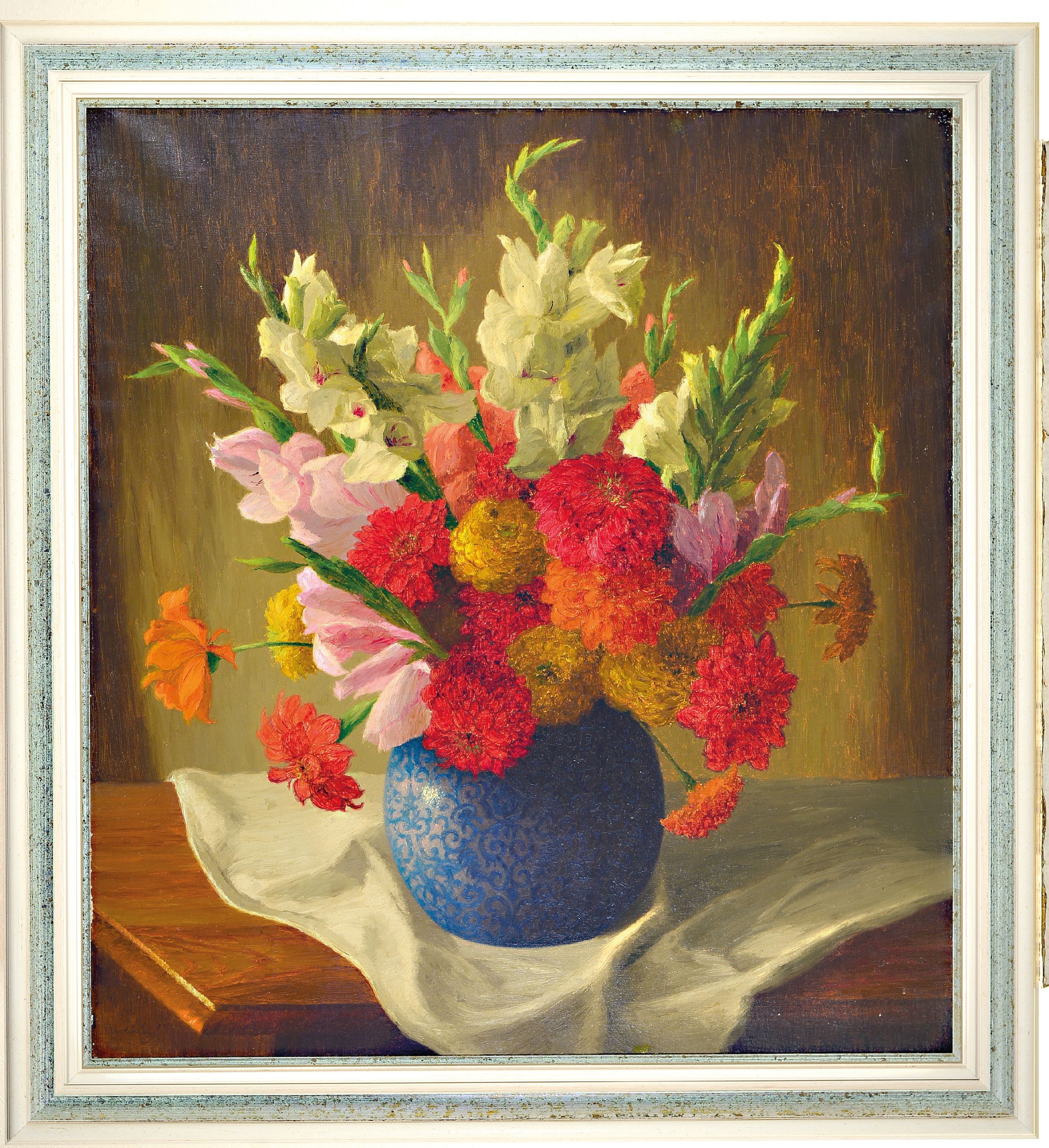 Detail k: Gustav Kullrich, 1888 Neustadt an der Weinstraße-1938 Karlsruhe, großes Blumenstillleben, Öl/Lwd, links unten sign., ca. 88x80cm, R. ca. 102x96cm