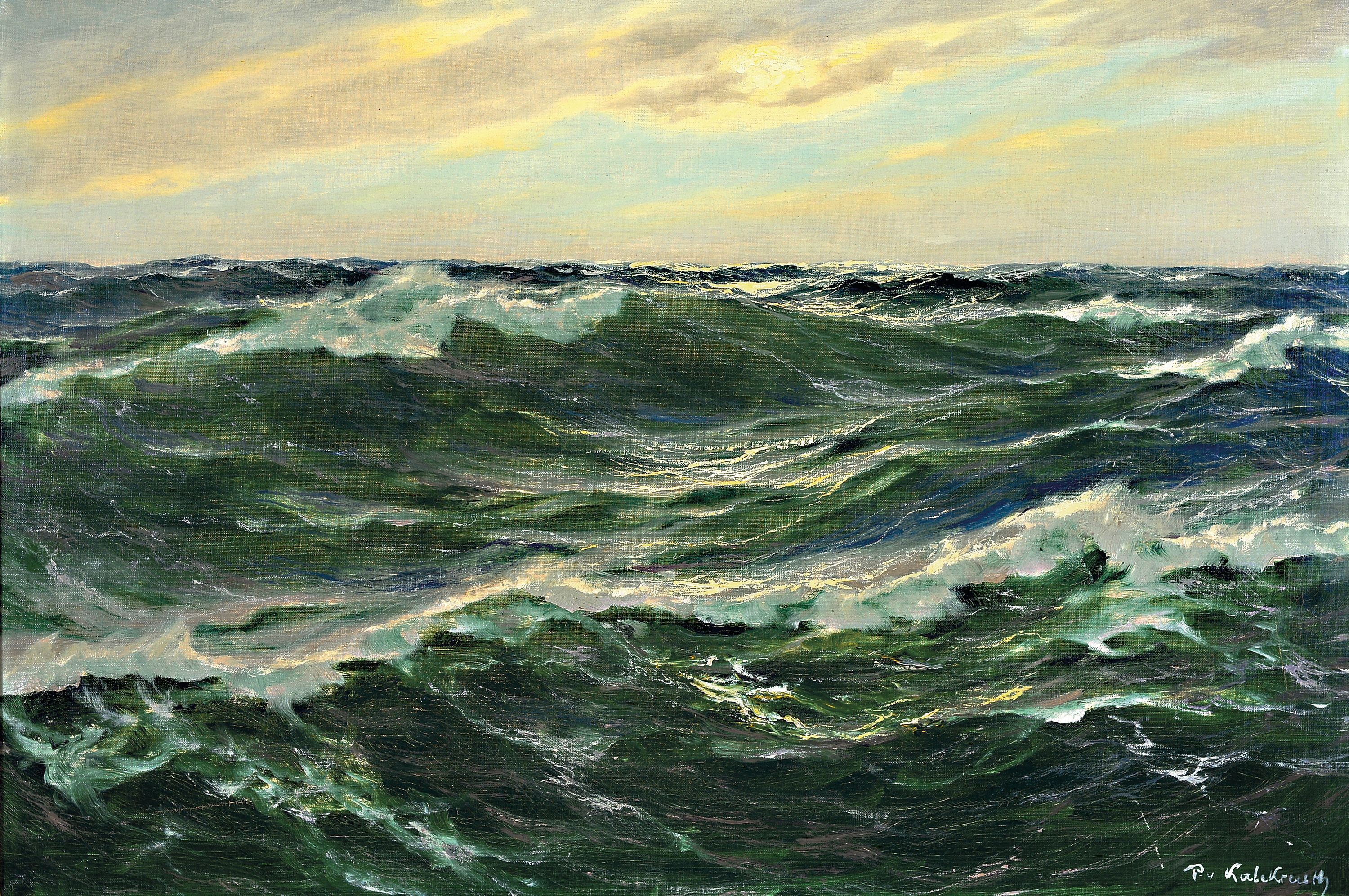 Image 27005788 - Patrick von Kalckreuth, 1892 Kiel-1970 Starnberg, Meereswellen, bewegte See, Öl/Lwd, ...